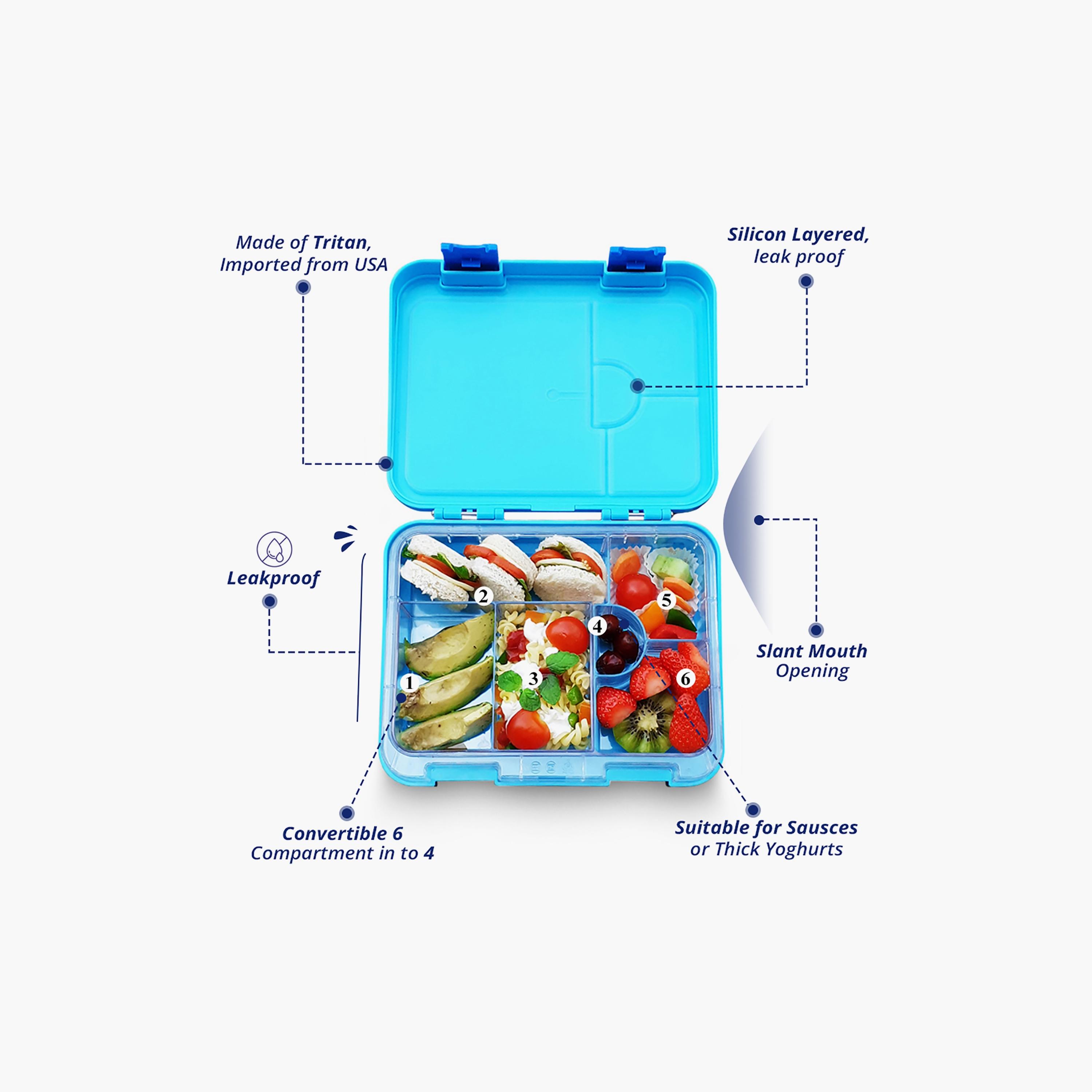 Eazy Kids Bento Lunch Box with Lunch Bag, Jawsome, Blue-school-lunchessentials-lunchboxes-image-2