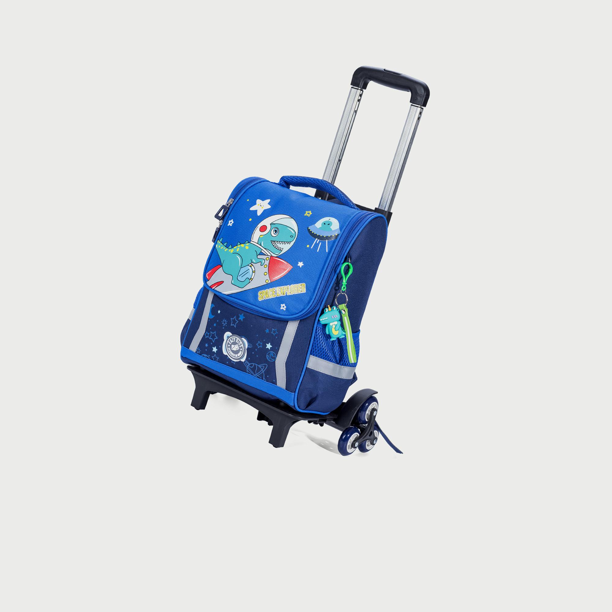 Eazy Kids School Bag with Trolley Dino In Space-school-bagsandbackpacks-trolleybags-image-1