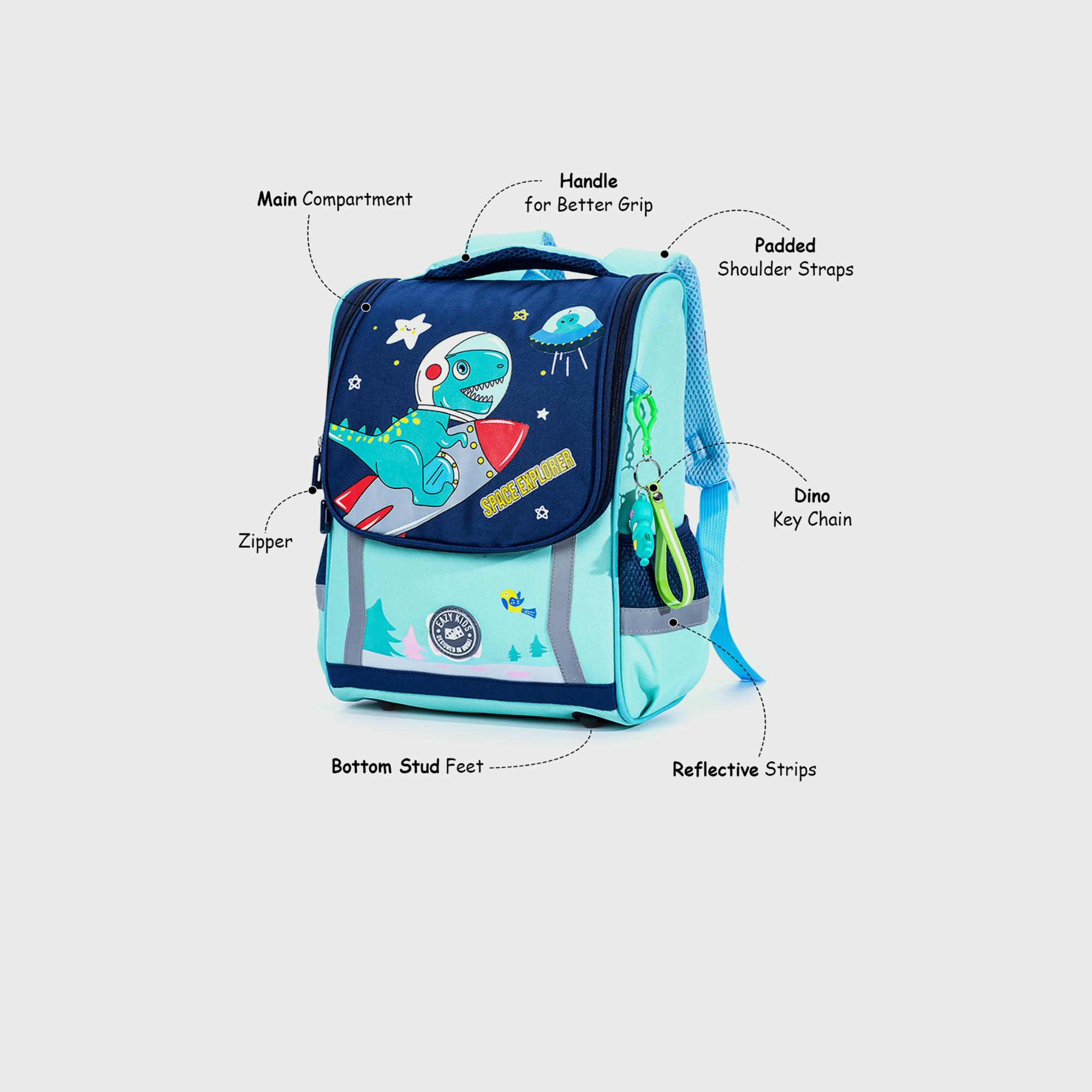 Eazy Kids School Bag with Trolley Dino In Space-school-bagsandbackpacks-trolleybags-image-3
