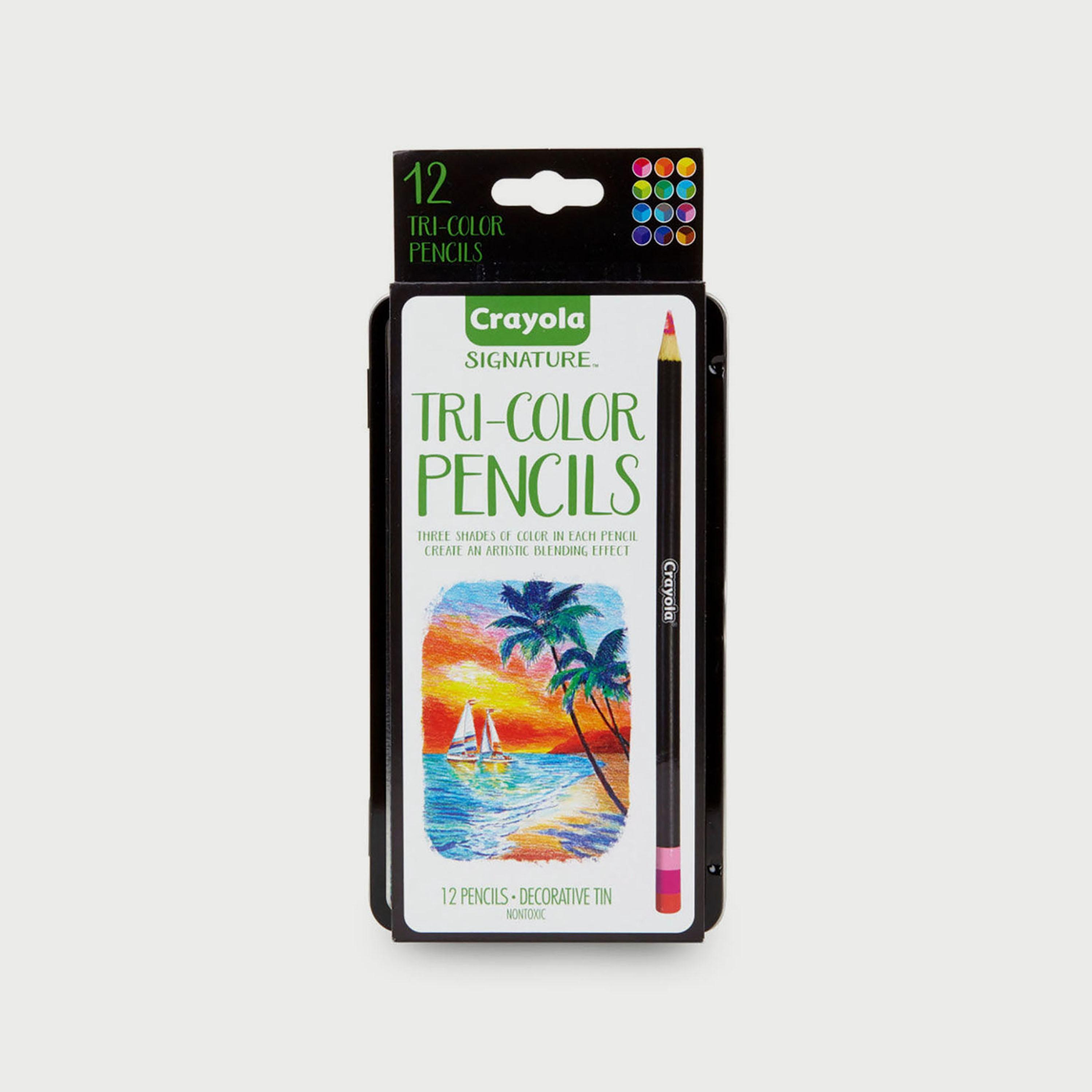 اقلام رصاص ملونة ثلاثية الظلال 12 قطعة مع حافظة صفيح ملونة من كرايولا-school-stationery-sets-image-2