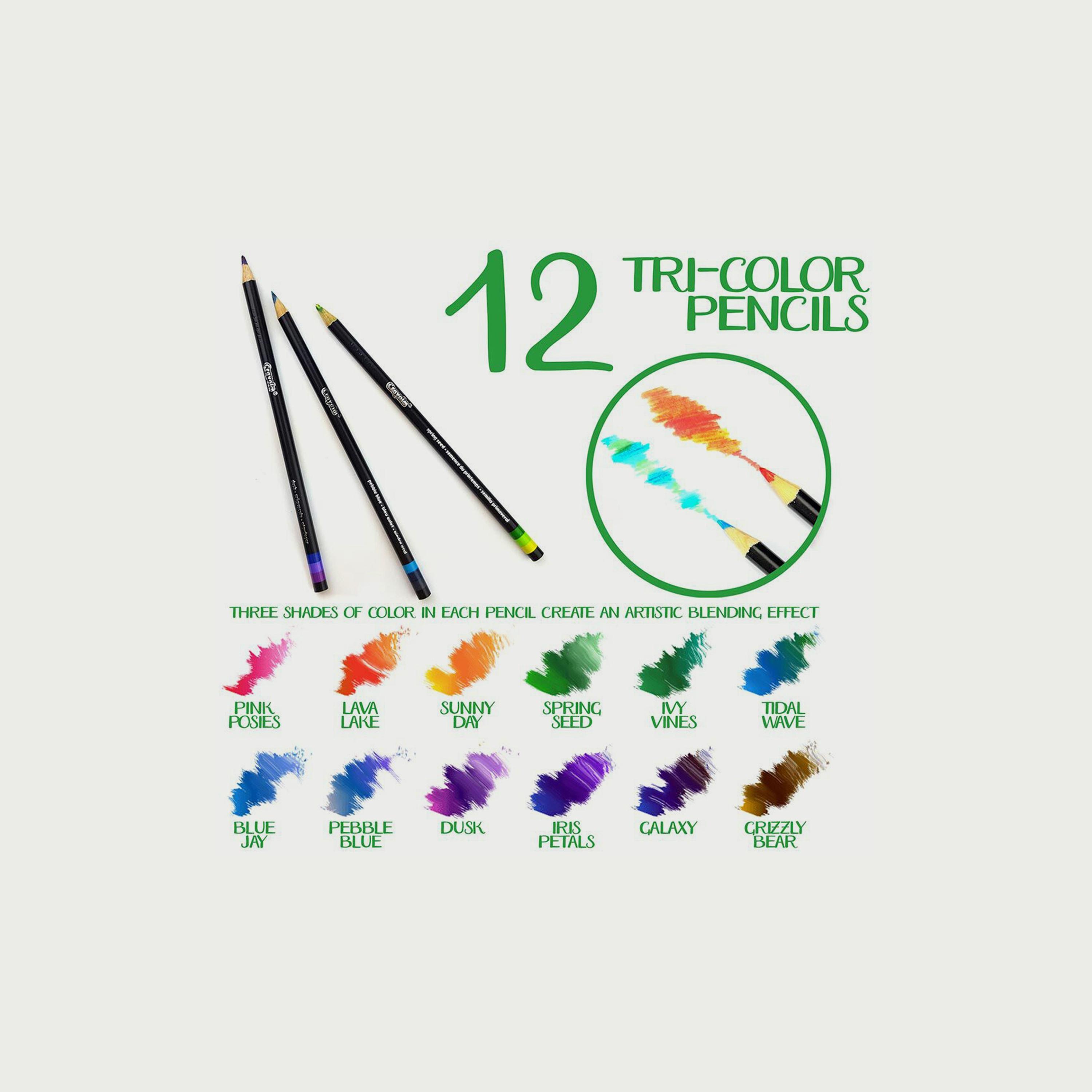 اقلام رصاص ملونة ثلاثية الظلال 12 قطعة مع حافظة صفيح ملونة من كرايولا-school-stationery-sets-image-3