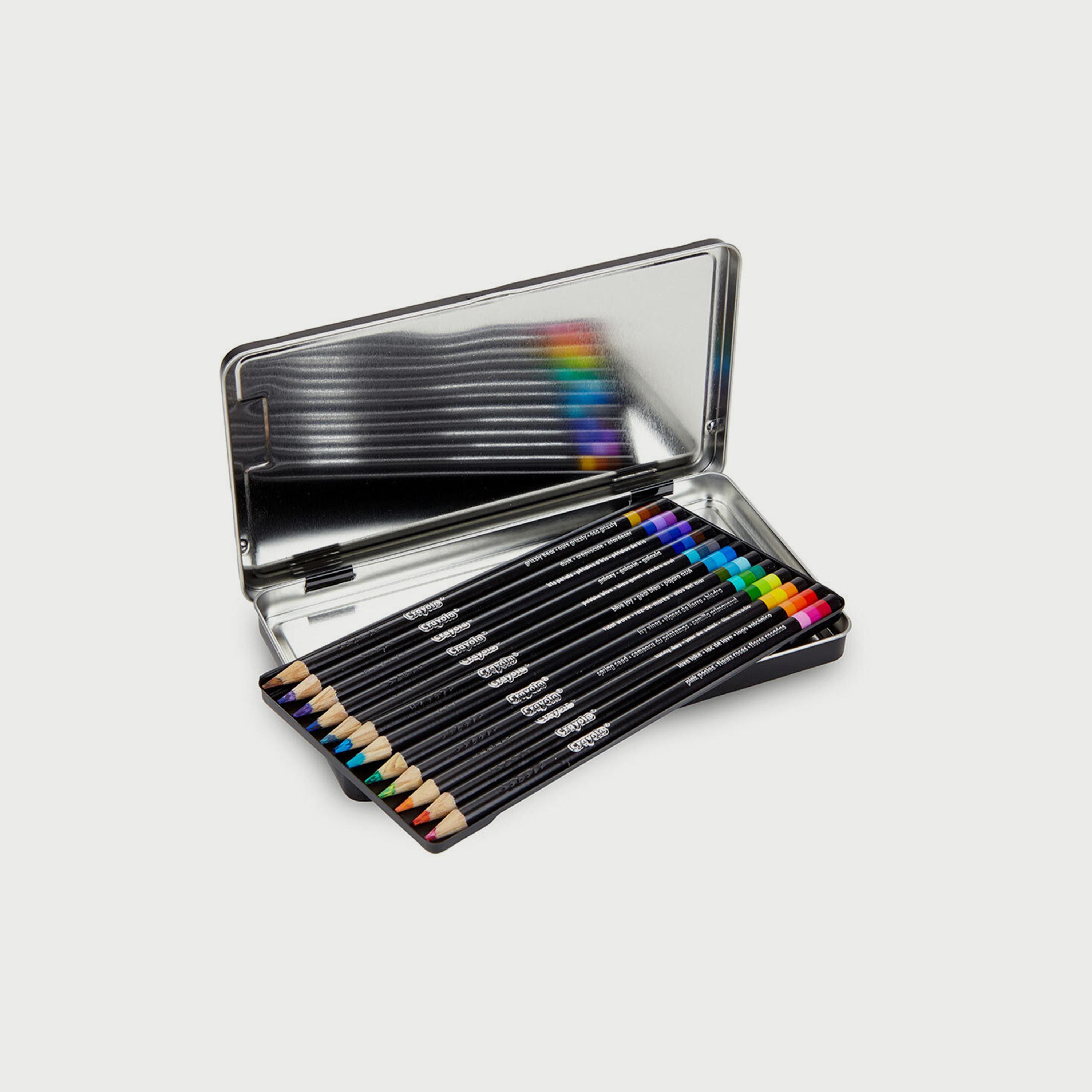 اقلام رصاص ملونة ثلاثية الظلال 12 قطعة مع حافظة صفيح ملونة من كرايولا-school-stationery-sets-image-5
