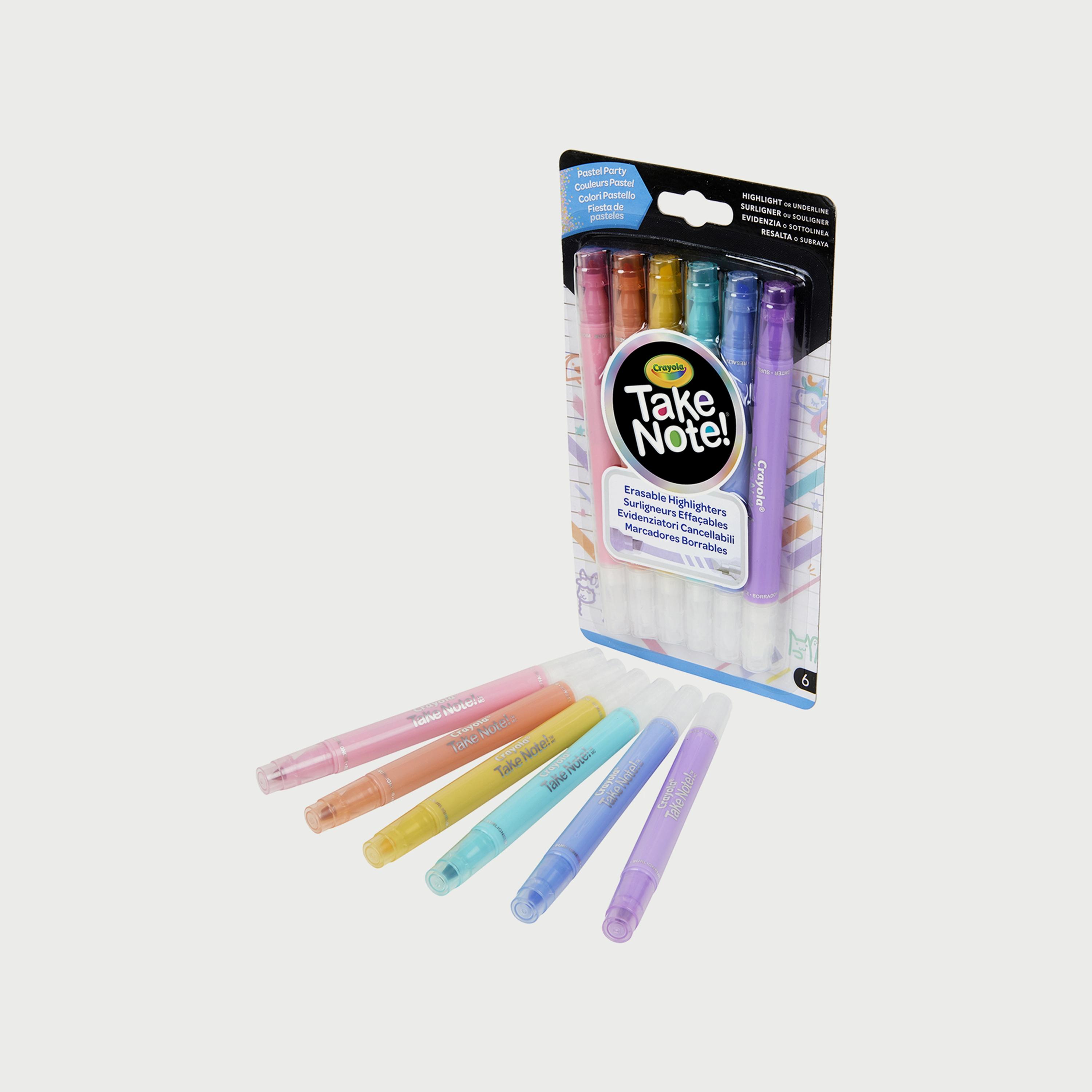 Crayola 6-Piece Take Note! Erasable Highlighters Pastel Party-school-stationery-sets-image-1