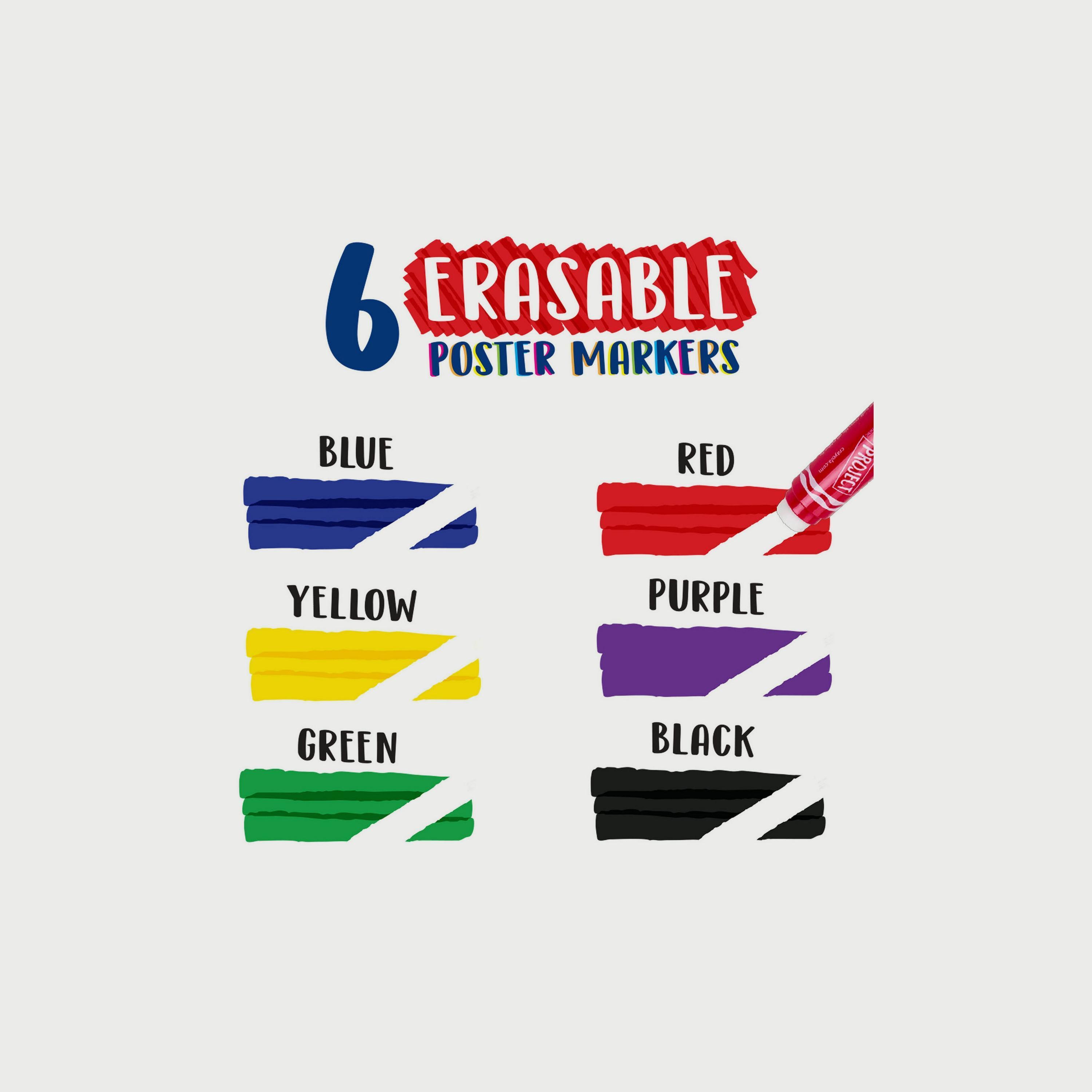 اقلام ماركر بوستر قابلة للمسح 6 قطع بروجيكت من كرايولا-school-stationery-sets-image-3