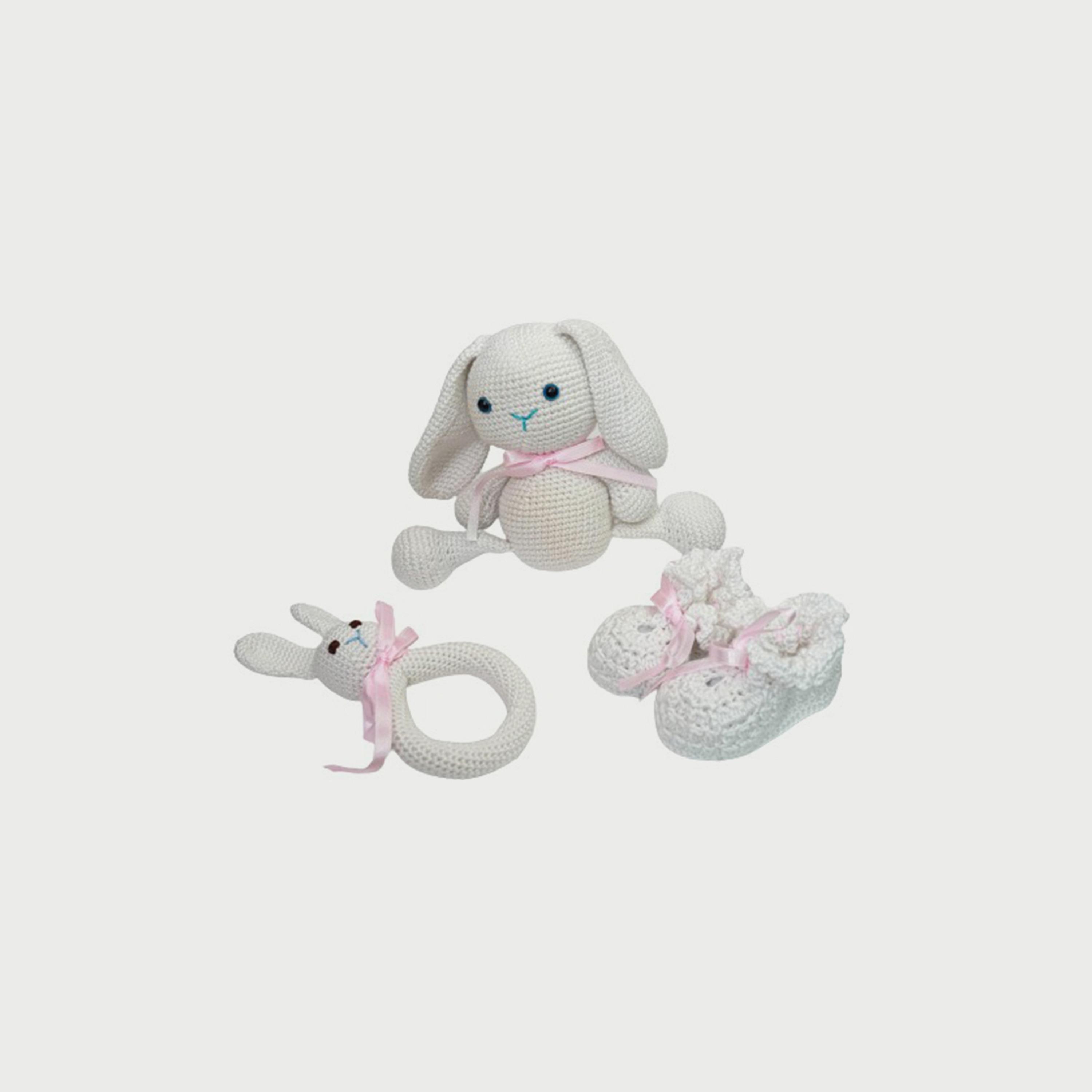 Pikkaboo Snuggle and Play Soft Crocheted Bunny Set-toys-plushsofttoys-animals-image-1