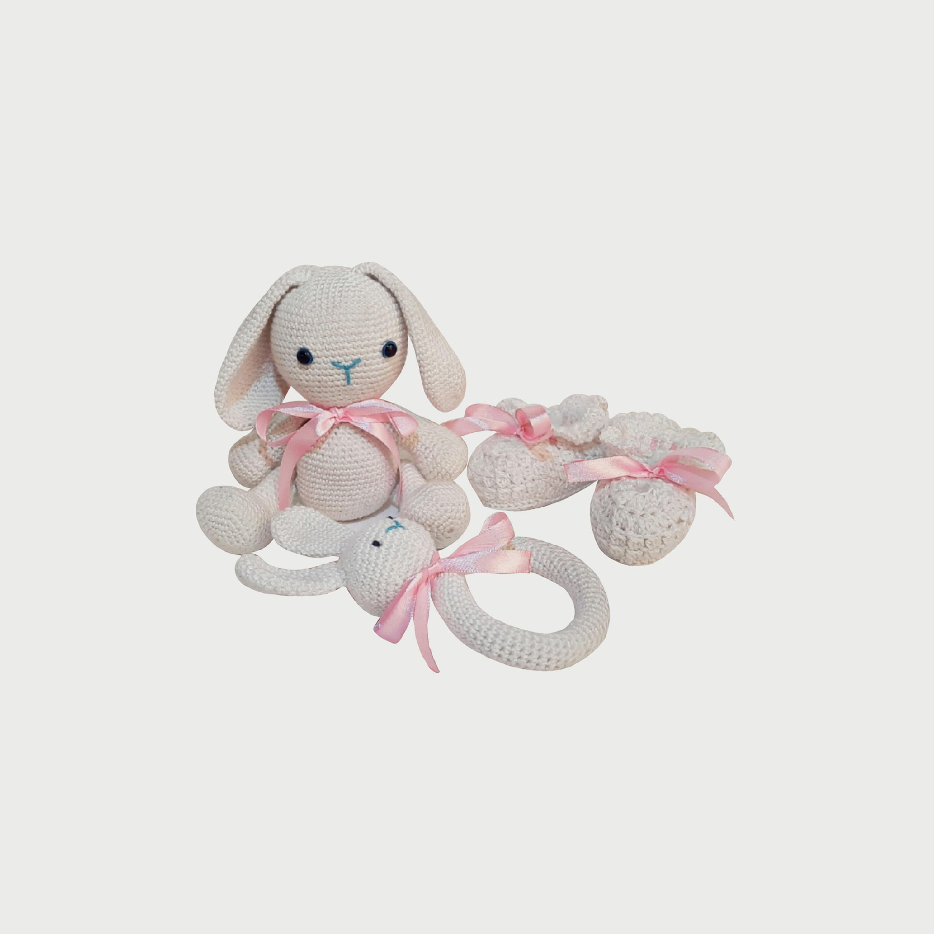 Pikkaboo Snuggle and Play Soft Crocheted Bunny Set-toys-plushsofttoys-animals-image-2