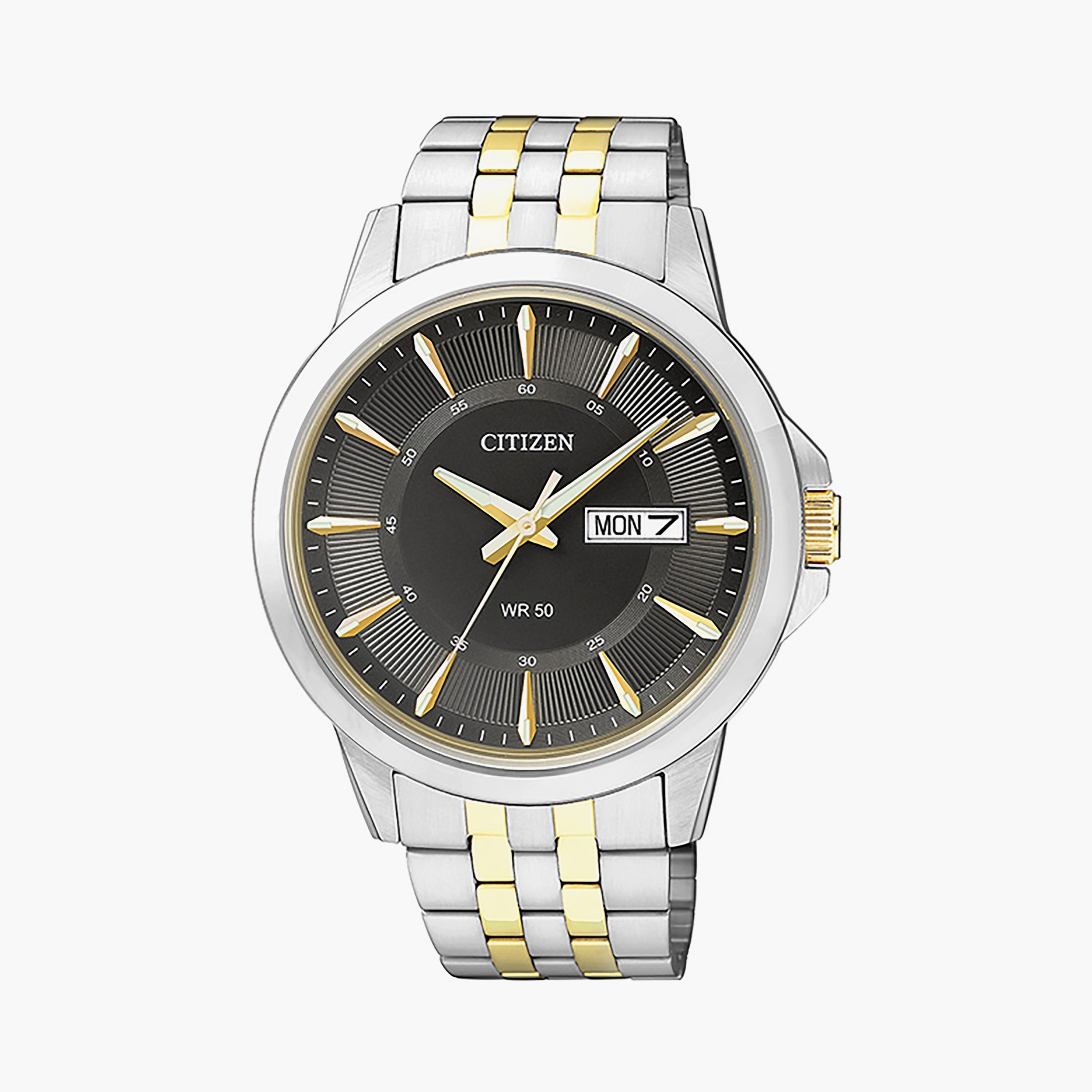 Citizen Men 41 MM Silver & Gold Analog Stainless Steel Strap Watch | BF2018-52H-men-watchesandjewellery-watches-image-1