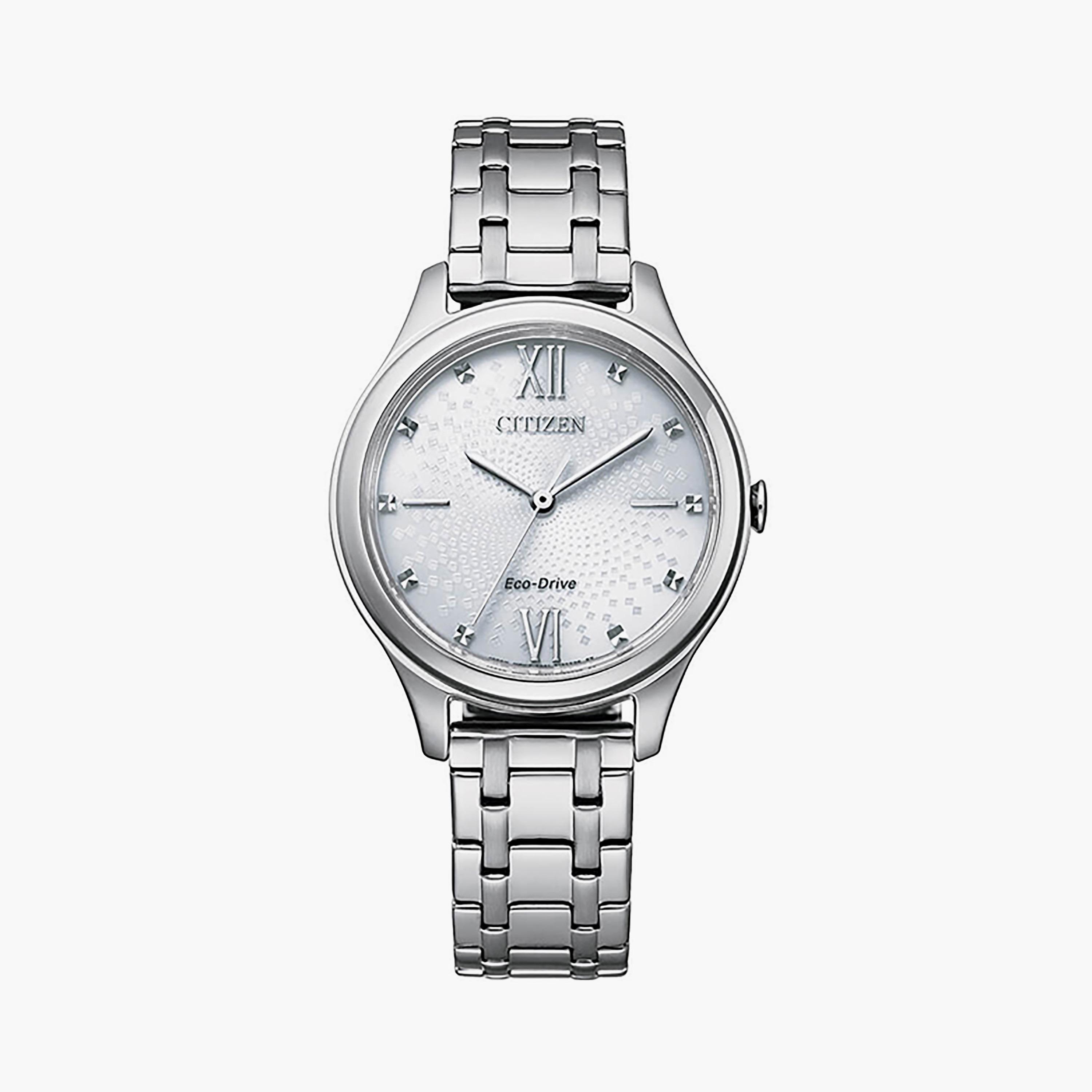 Citizen Eco-Drive 32 MM Silver Analog Stainless Steel Strap Watch | EM0500-73A-women-watchesandjewellery-watches-image-1