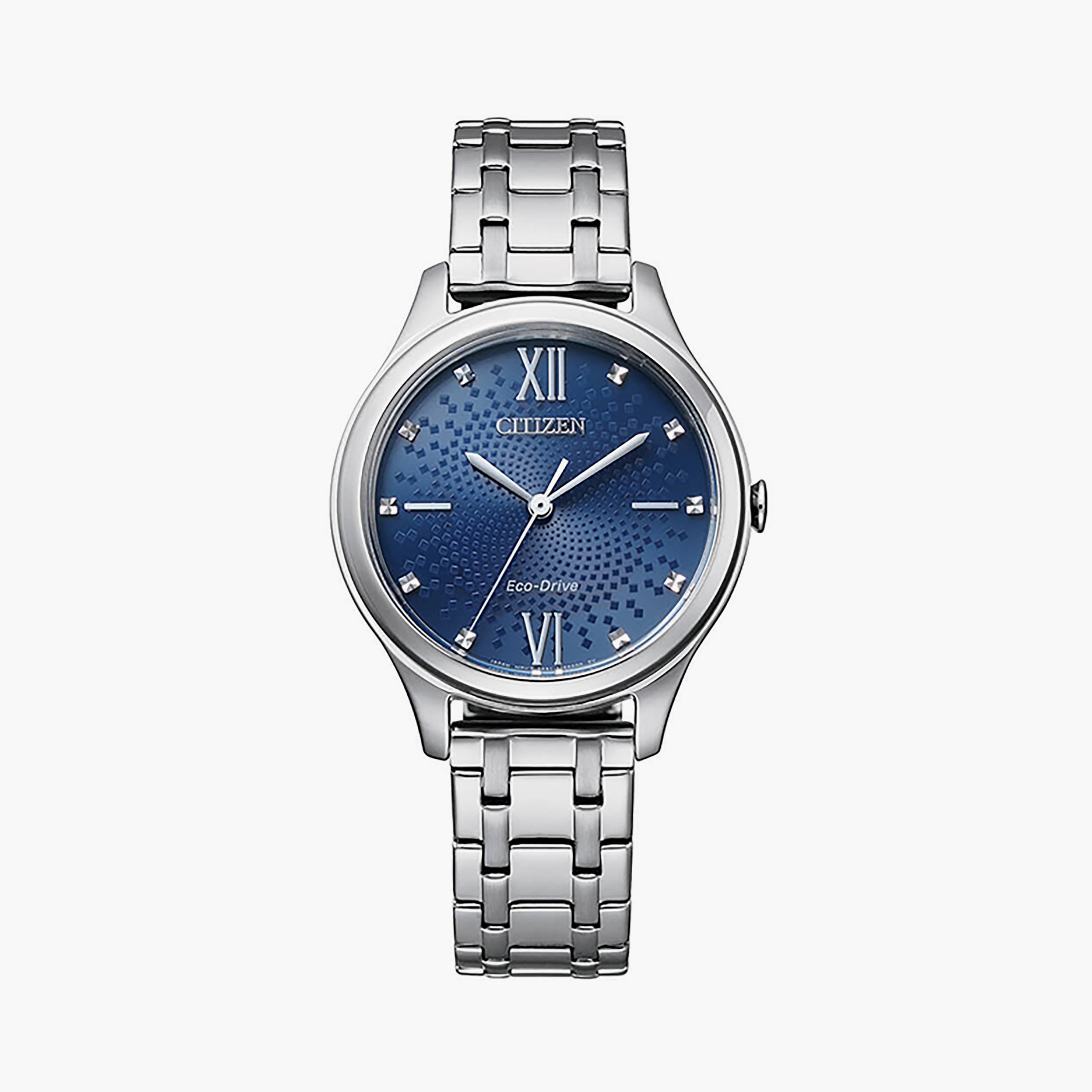 ساعة سيتيزن إيكو درايف 32 ملم فضية أنالوج بسوار من الستانلس ستيل | EM0500-73L-women-watchesandjewellery-watches-image-1