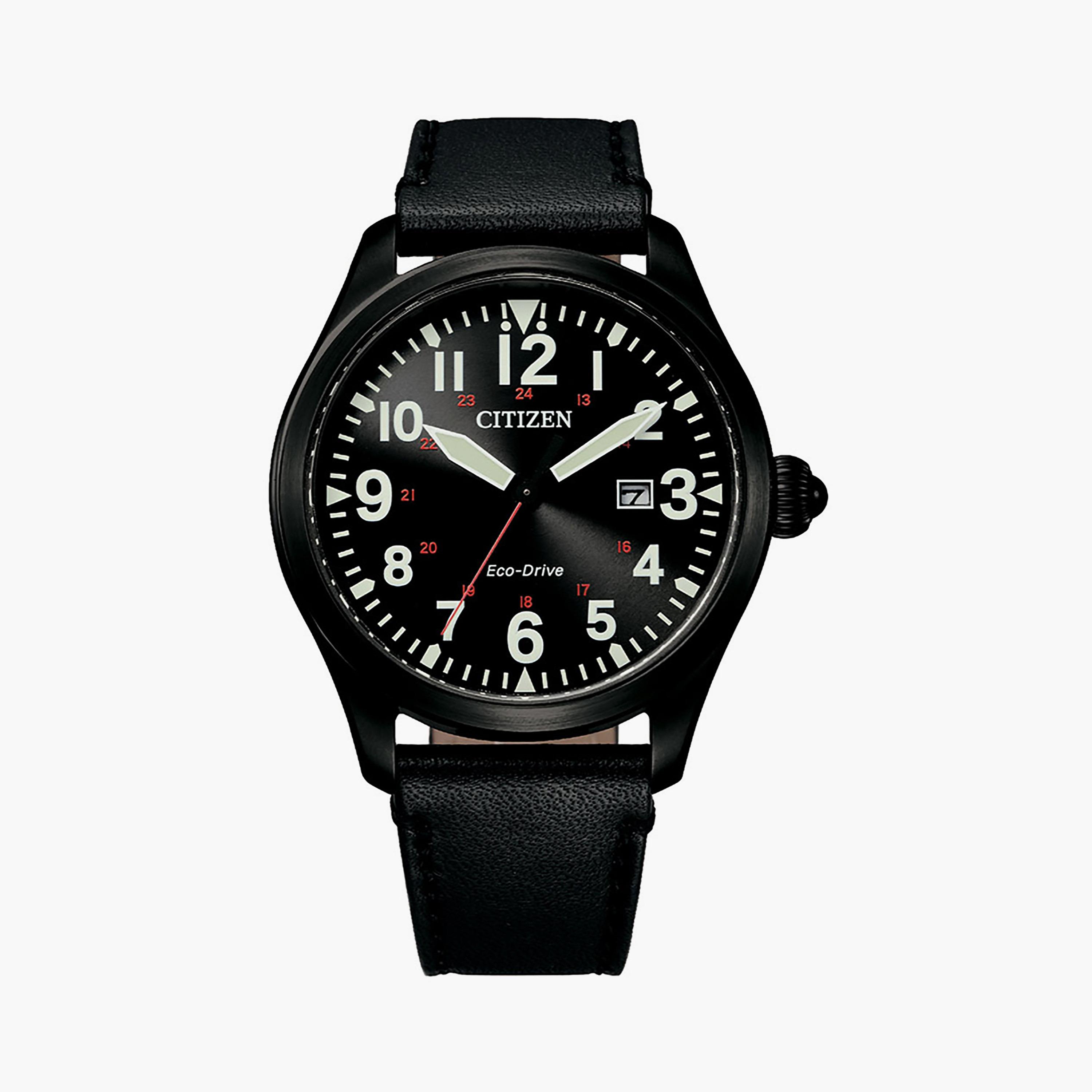 ساعة سيتيزن إيكو درايف للرجال 42 ملم بسوار جلدي أسود | BM6835-23E-men-watchesandjewellery-watches-image-1