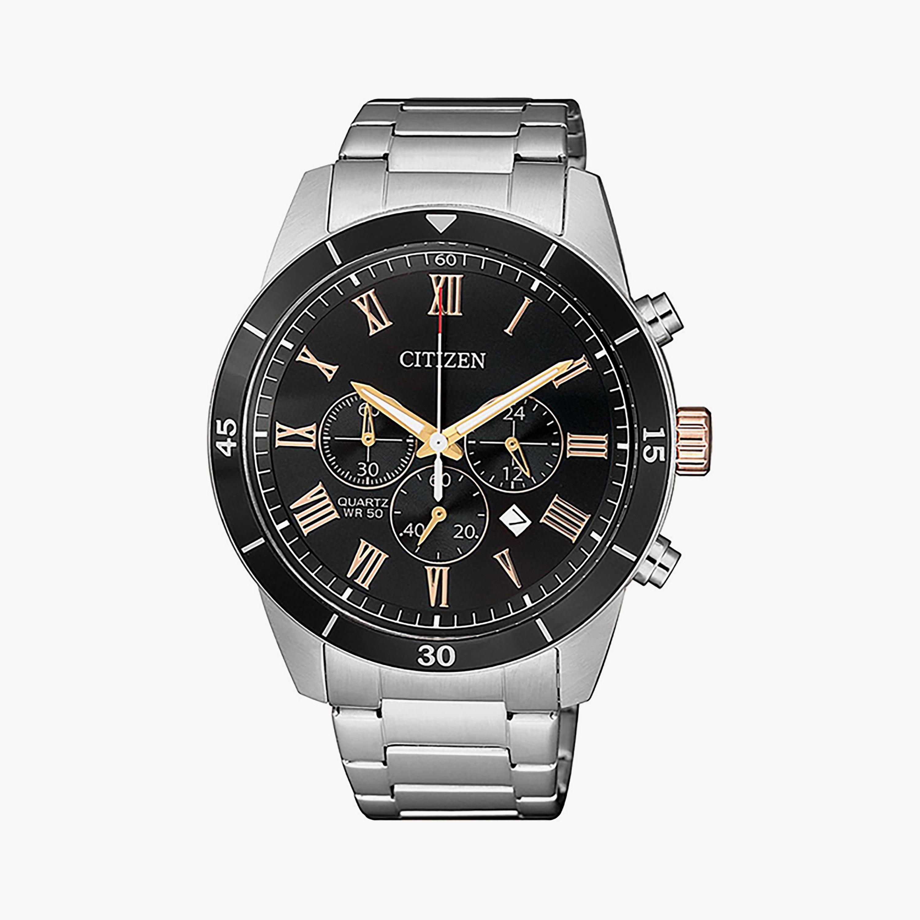 AN8168-51H | ساعة سيتيزن للرجل 44 ملم كرونوغراف فضي بسوار ستانلس ستيل-men-watchesandjewellery-watches-image-1