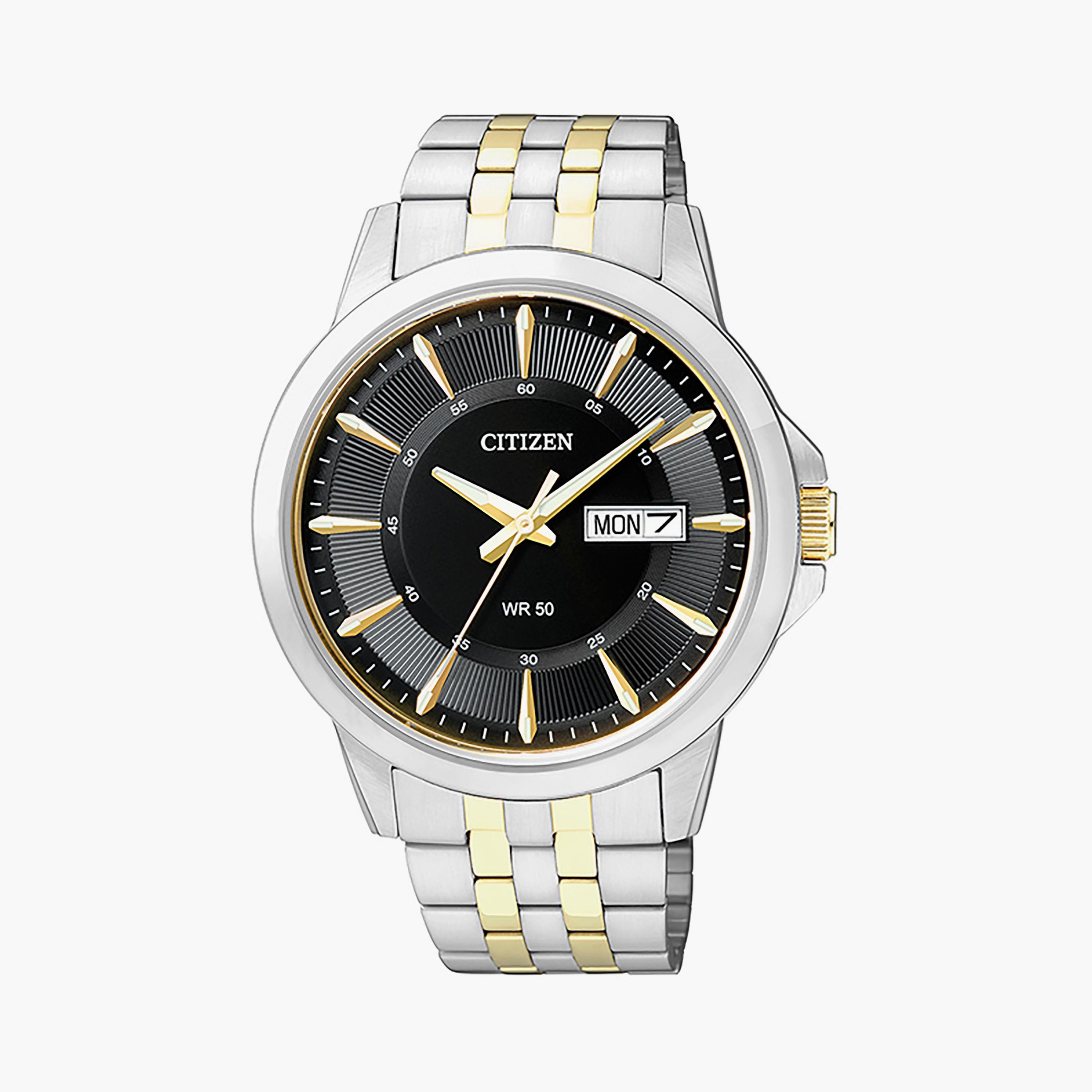 Citizen Men 41 MM Silver & Gold Analog Stainless Steel Strap Watch | BF2018-52E-men-watchesandjewellery-watches-image-1