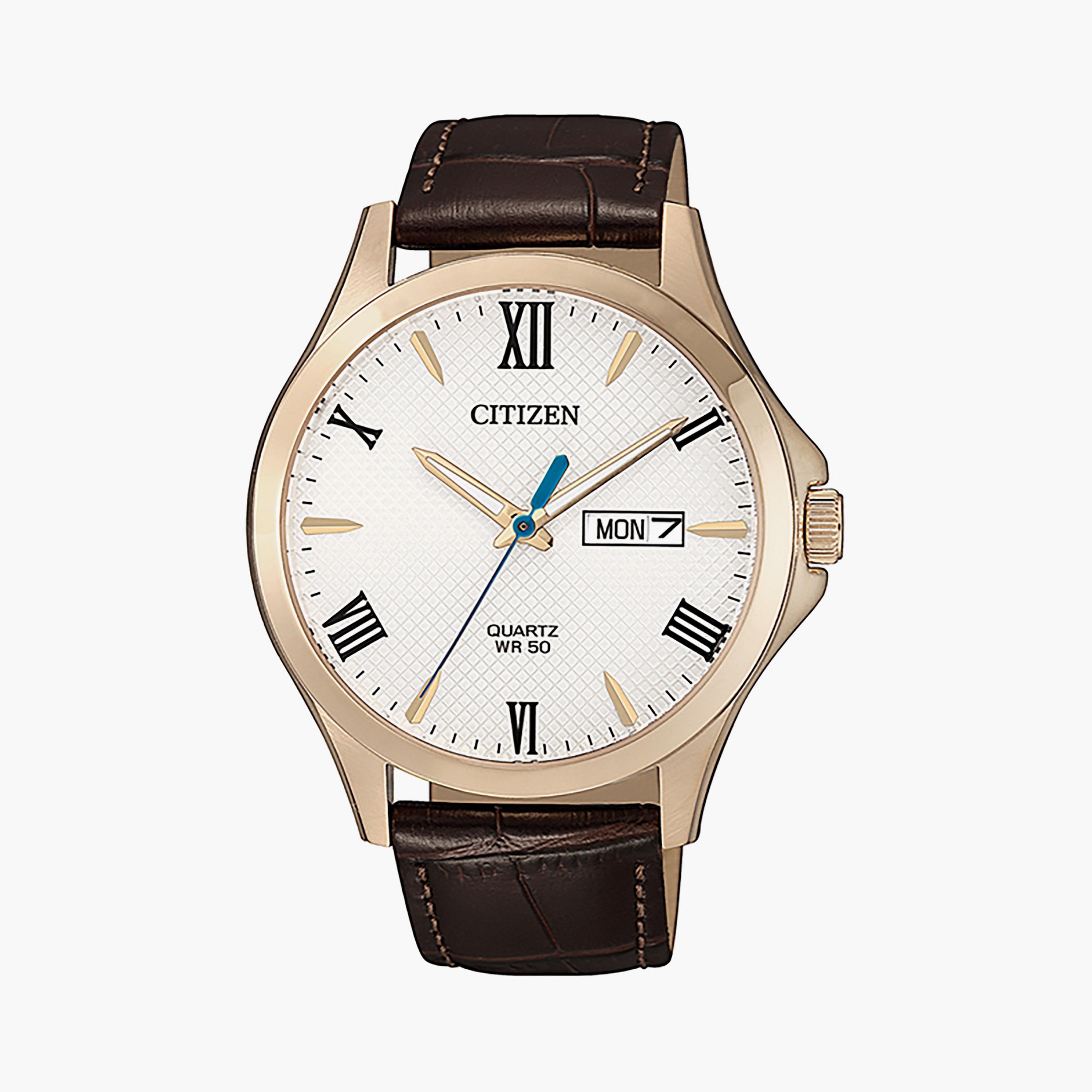 ساعة سيتيزن للرجال 41 ملم أنالوج بسوار جلدي بني | BF2023-01A-men-watchesandjewellery-watches-image-1
