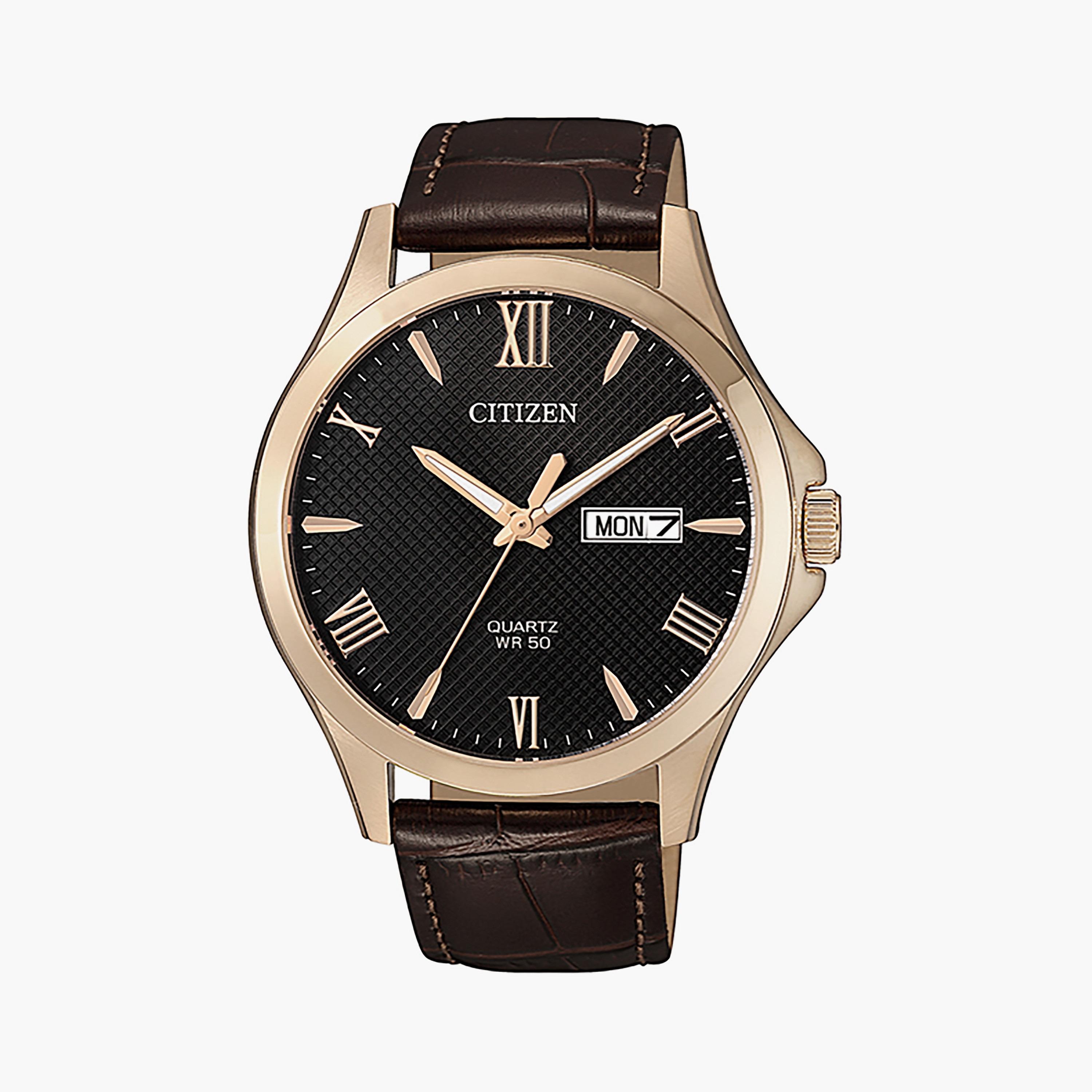 ساعة سيتيزن للرجال 41 ملم أنالوج بسوار جلدي بني | BF2023-01H-men-watchesandjewellery-watches-image-1