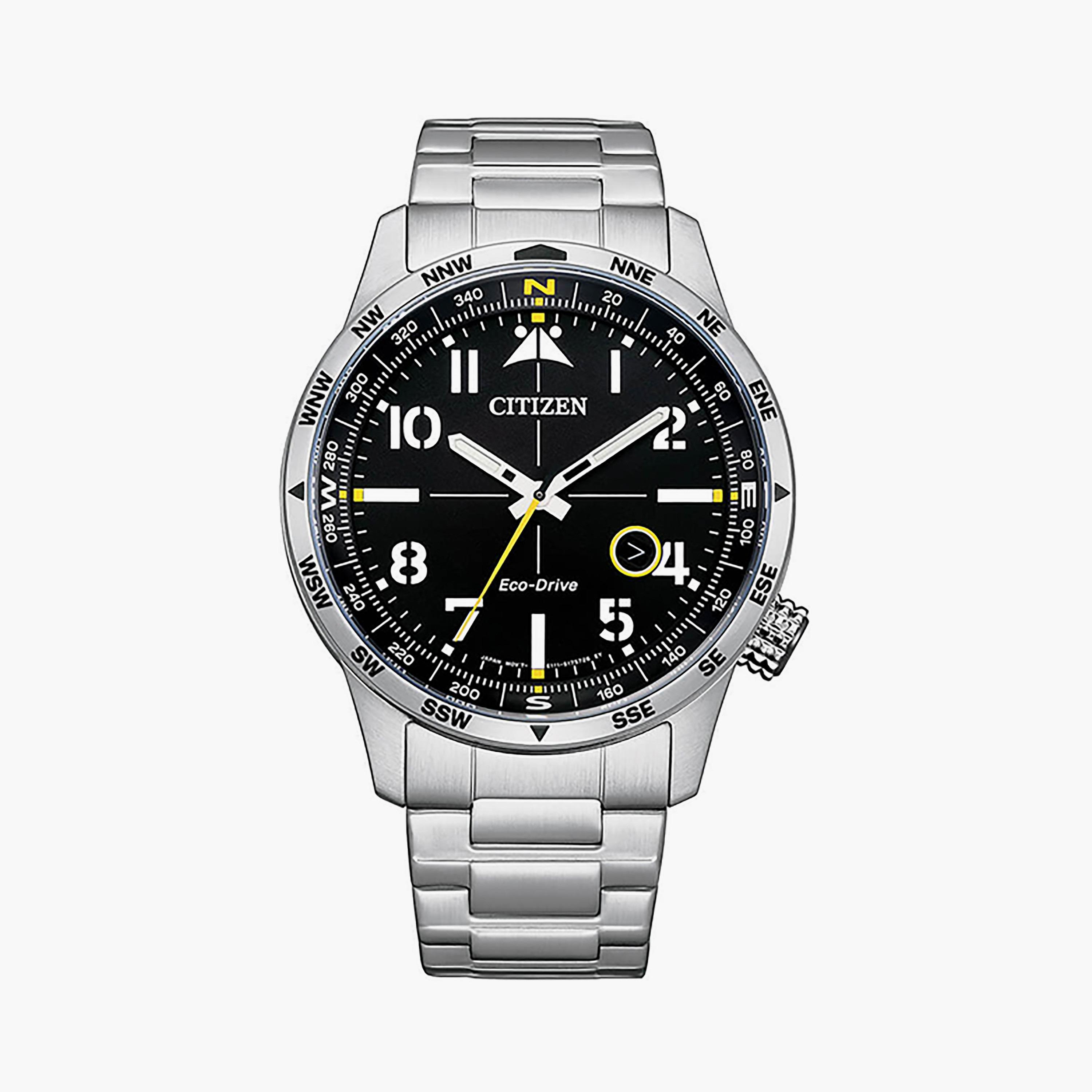 ساعة سيتيزن إيكو درايف للرجال 43 ملم بسوار من الستانلس ستيل باللون الفضي | BM7550-87E-men-watchesandjewellery-watches-image-1