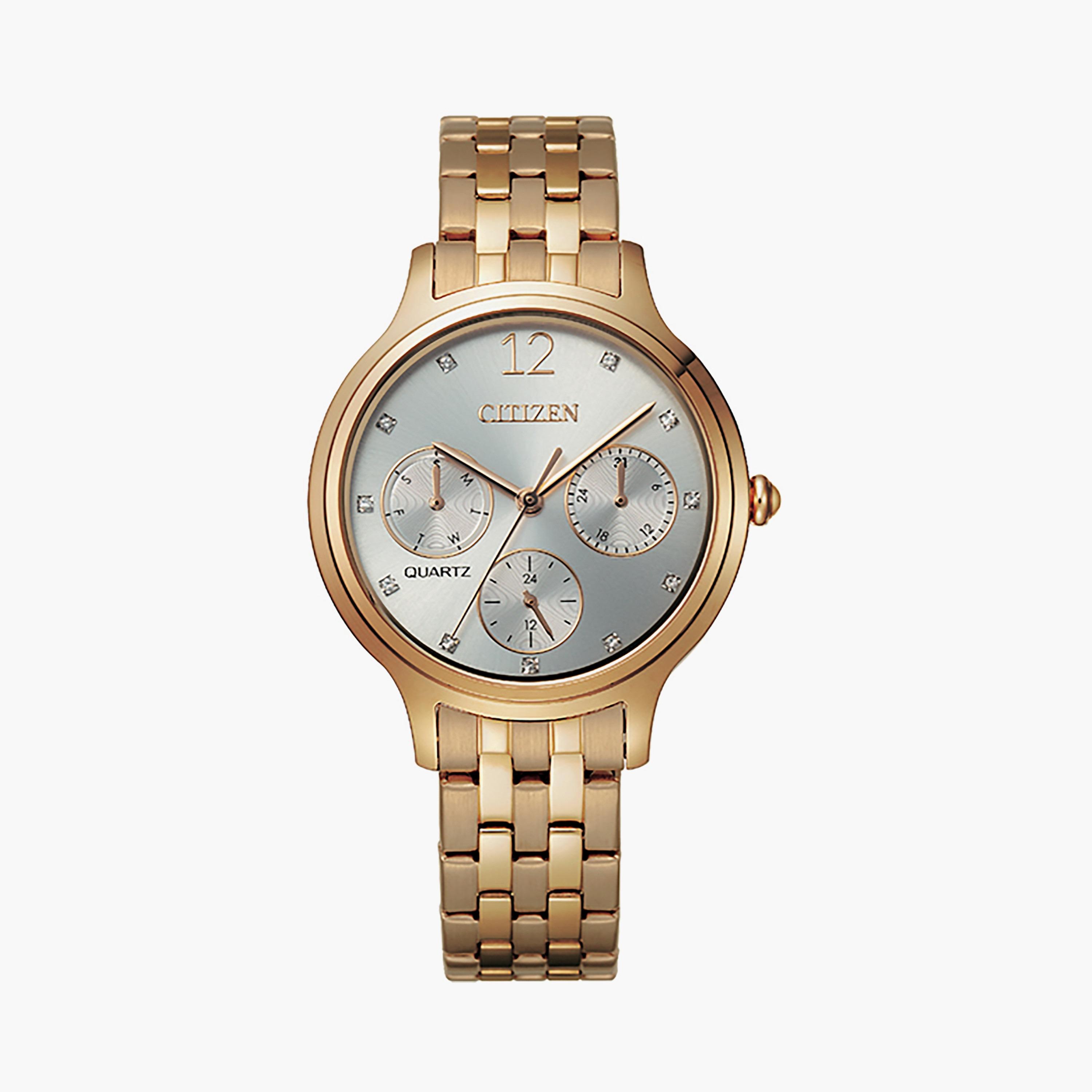 ED8183-54A | ساعة سيتيزن كرونوغراف ذهبي33 ملم بسوار ستانلس ستيل-women-watchesandjewellery-watches-image-1