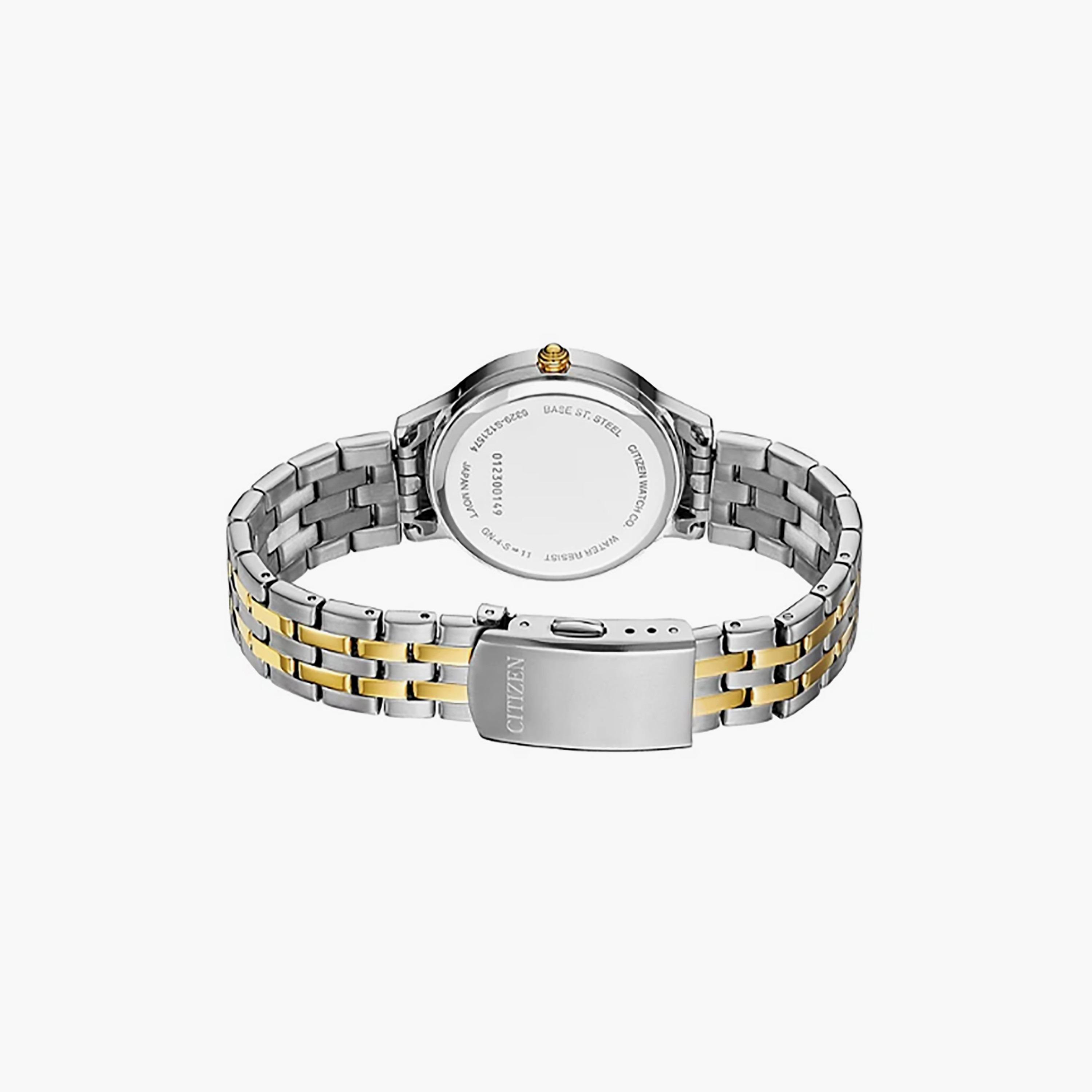 ED8184-51A | ساعة سيتيزن كرونوغراف فضي وذهبي 33 ملم بسوار ستانلس ستيل-women-watchesandjewellery-watches-image-3
