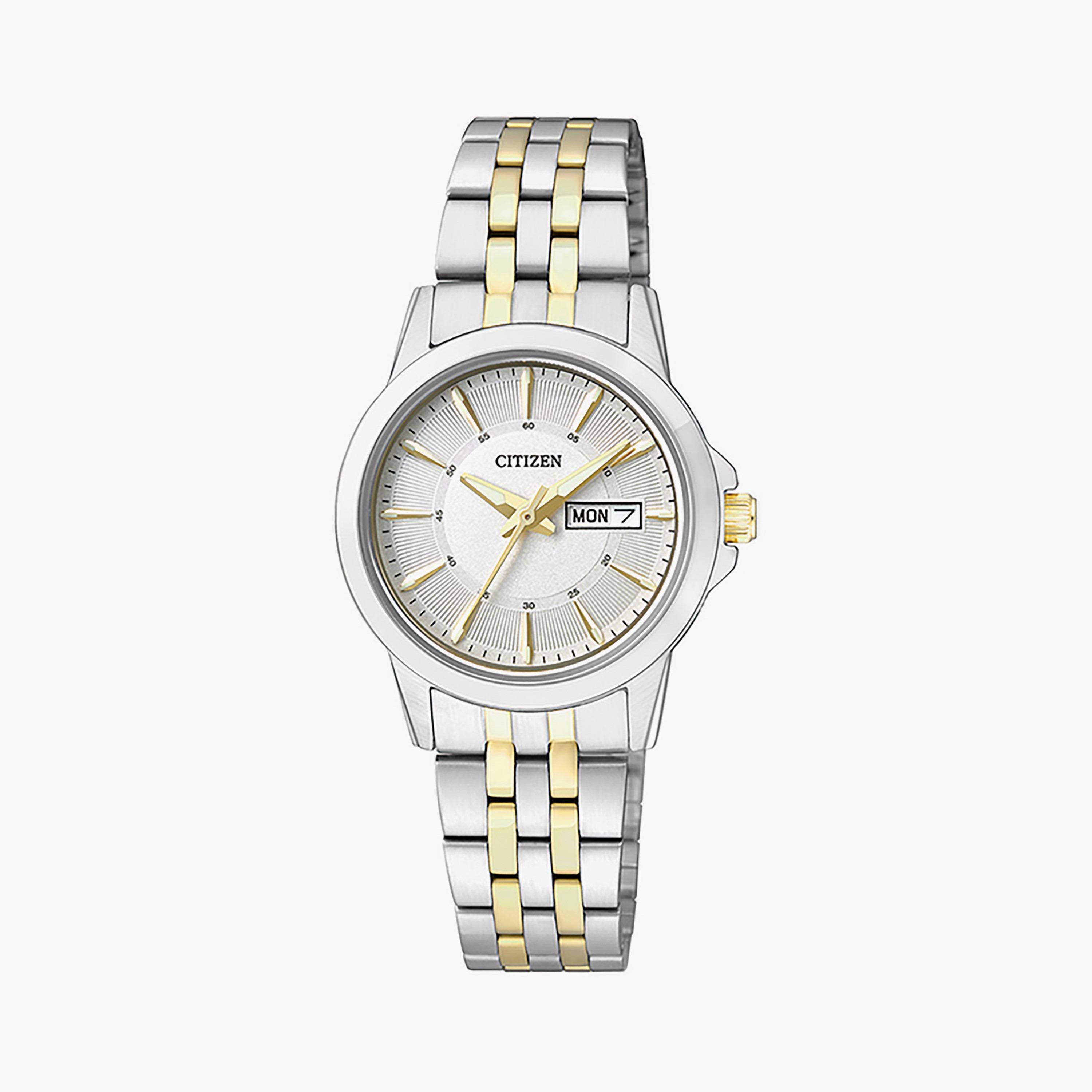 EQ0608-55A | ساعة سيتيزن للرجال 27 ملم أنالوج فضي وذهبي بسوار ستانلس ستيل-women-watchesandjewellery-watches-image-1
