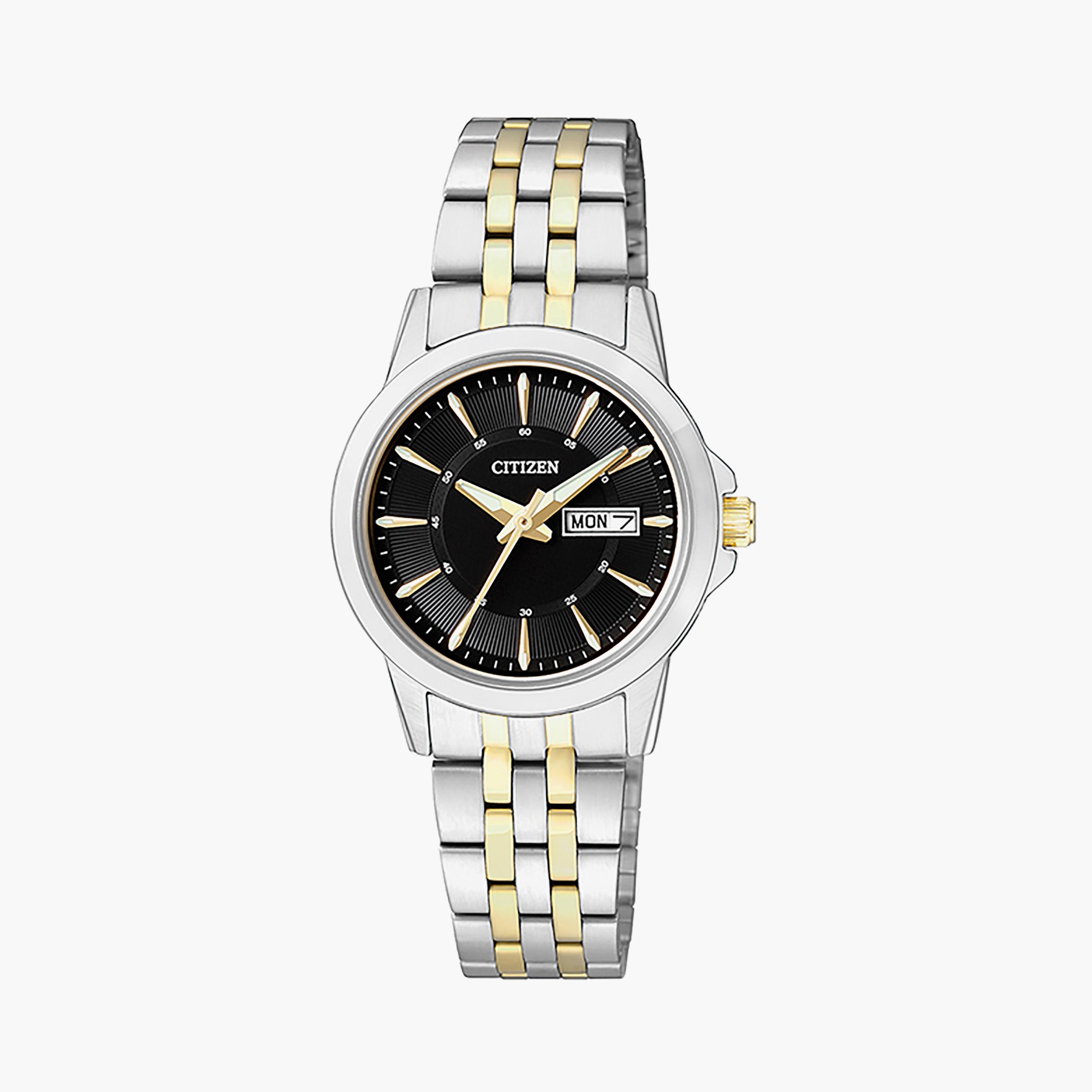 EQ0608-55E | ساعة سيتيزن للرجال 27 ملم أنالوج فضي وذهبي بسوار ستانلس ستيل-women-watchesandjewellery-watches-image-1