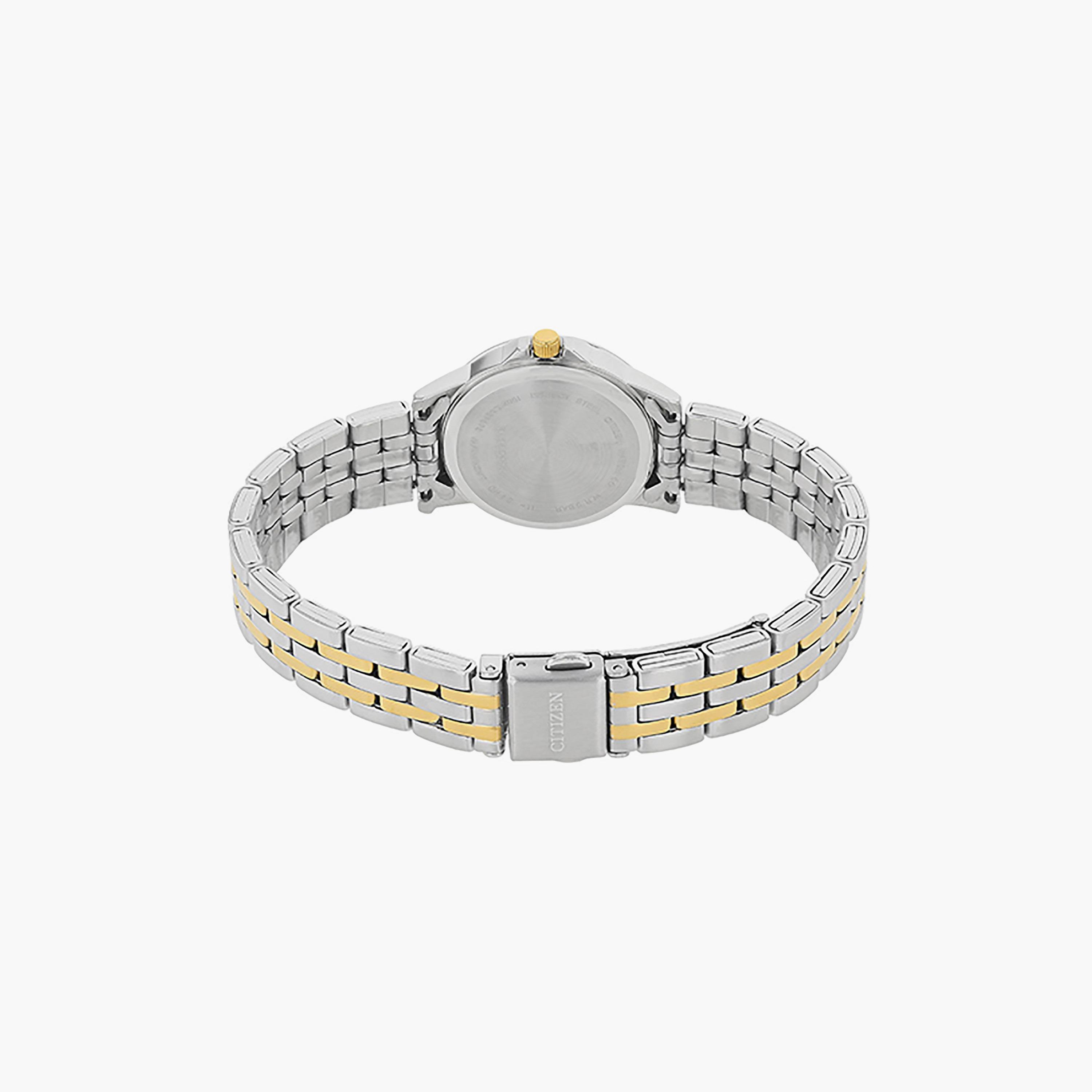 Citizen 27 MM Silver & Gold Analog Stainless Steel Strap Watch | EQ0608-55E-women-watchesandjewellery-watches-image-3