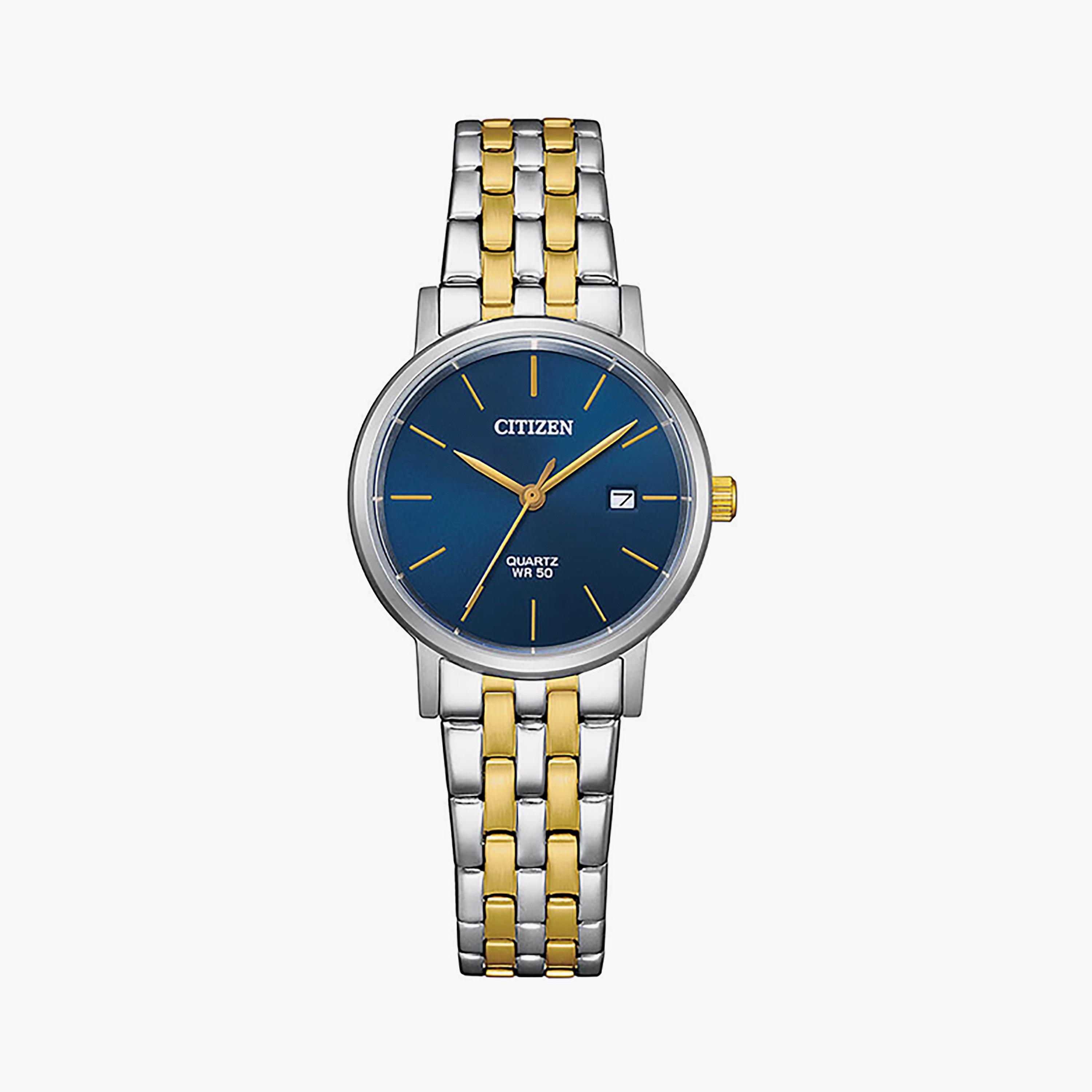 EU6096-58L | ساعة سيتيزن للرجال 28 ملم أنالوج فضي وذهبي بسوار ستانلس ستيل-women-watchesandjewellery-watches-image-1