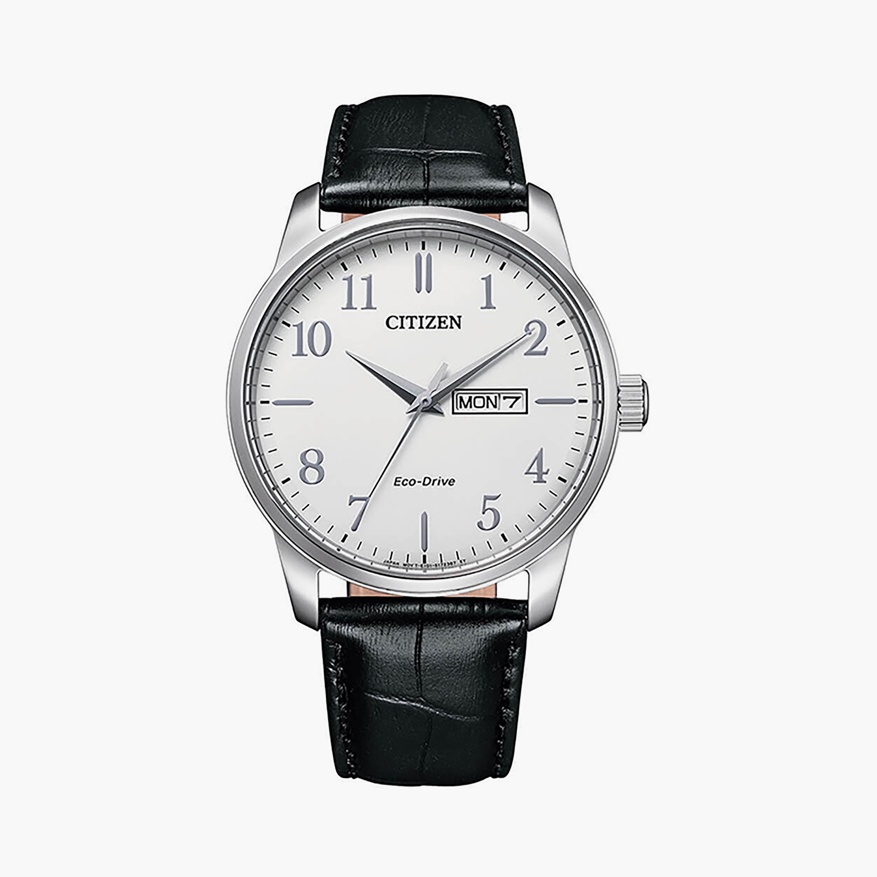 ساعة سيتيزن إيكو درايف للرجال 42 ملم بسوار جلدي أسود | BM8550-14A-men-watchesandjewellery-watches-image-1
