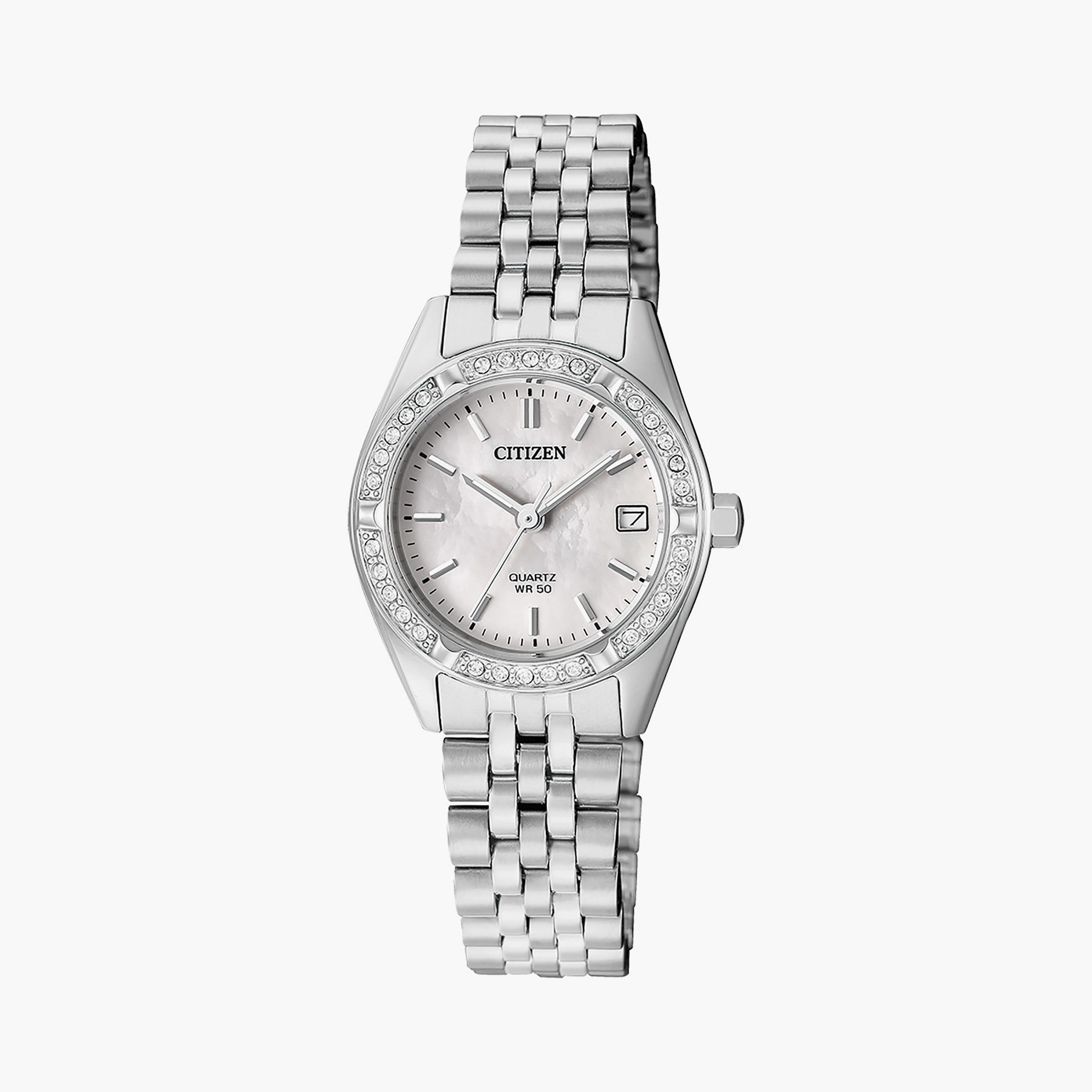 Citizen 30 MM Silver Analog Stainless Steel Strap Watch | EU6060-55D-women-watchesandjewellery-watches-image-1
