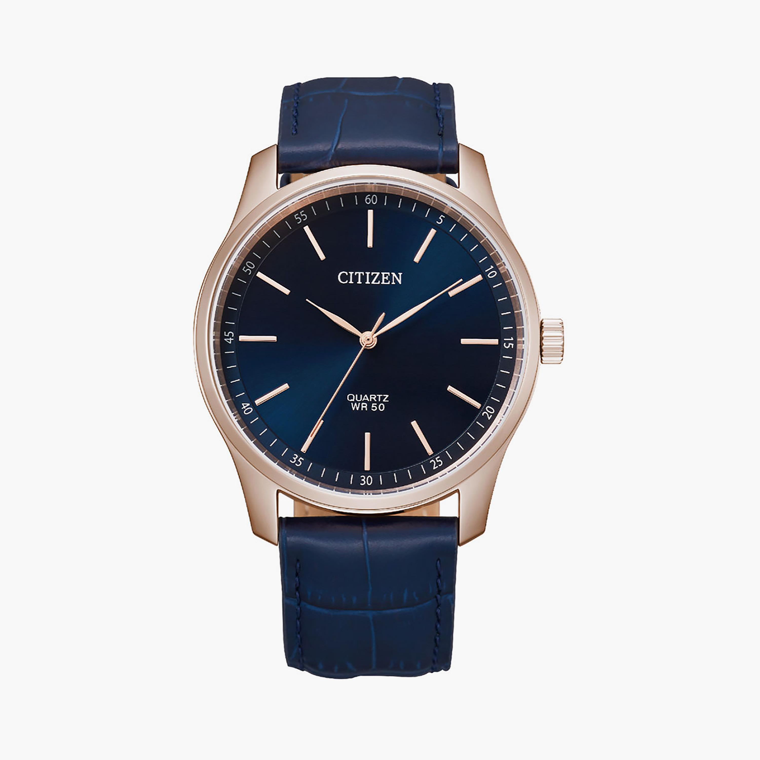 ساعة سيتيزن للرجال 42 ملم أنالوج بسوار جلدي باللون الأزرق | BH5003-00L-men-watchesandjewellery-watches-image-1