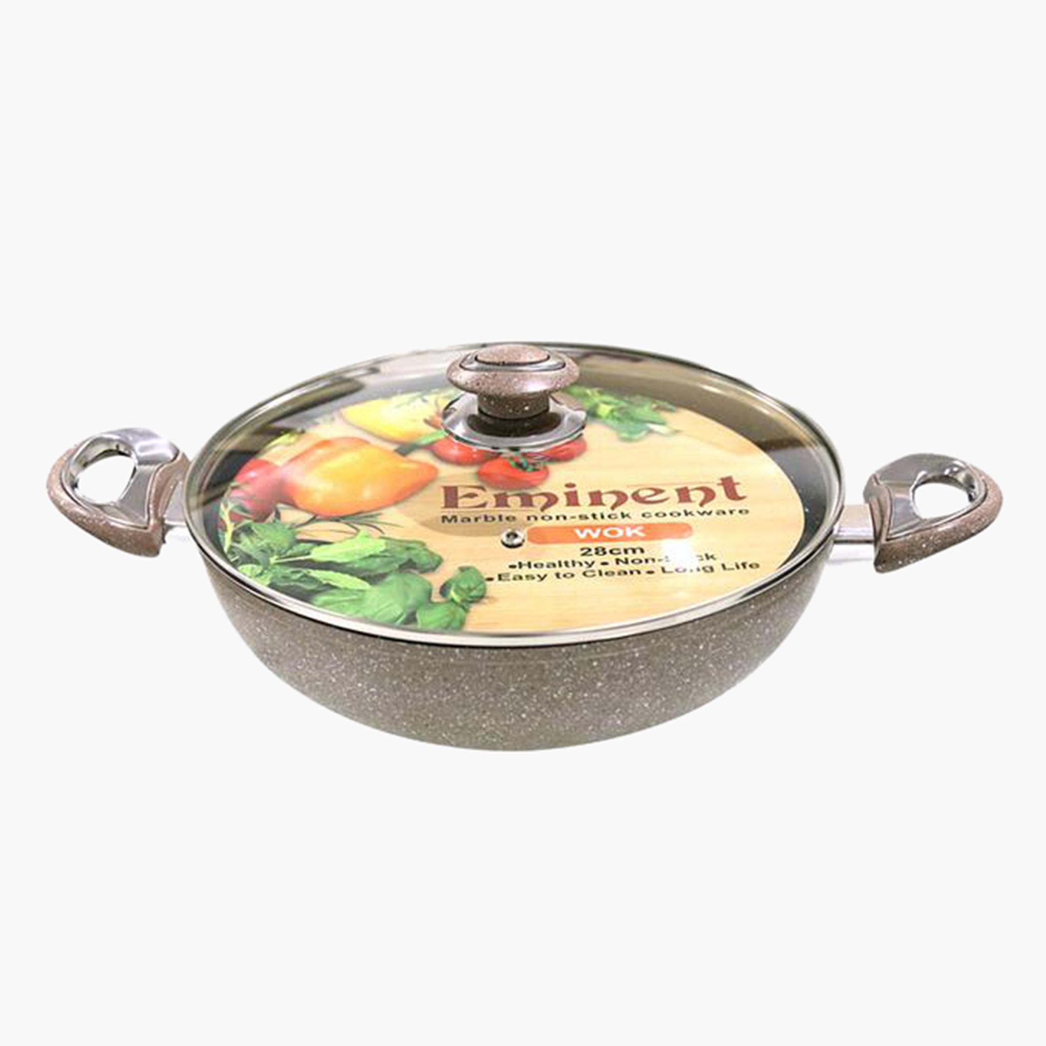Eminent Carbon Steel Forged Wok with Long Handles and Glass Lid - 28x8.5 cm-hbxhomeware-kitchenware-potsandpans-image-1