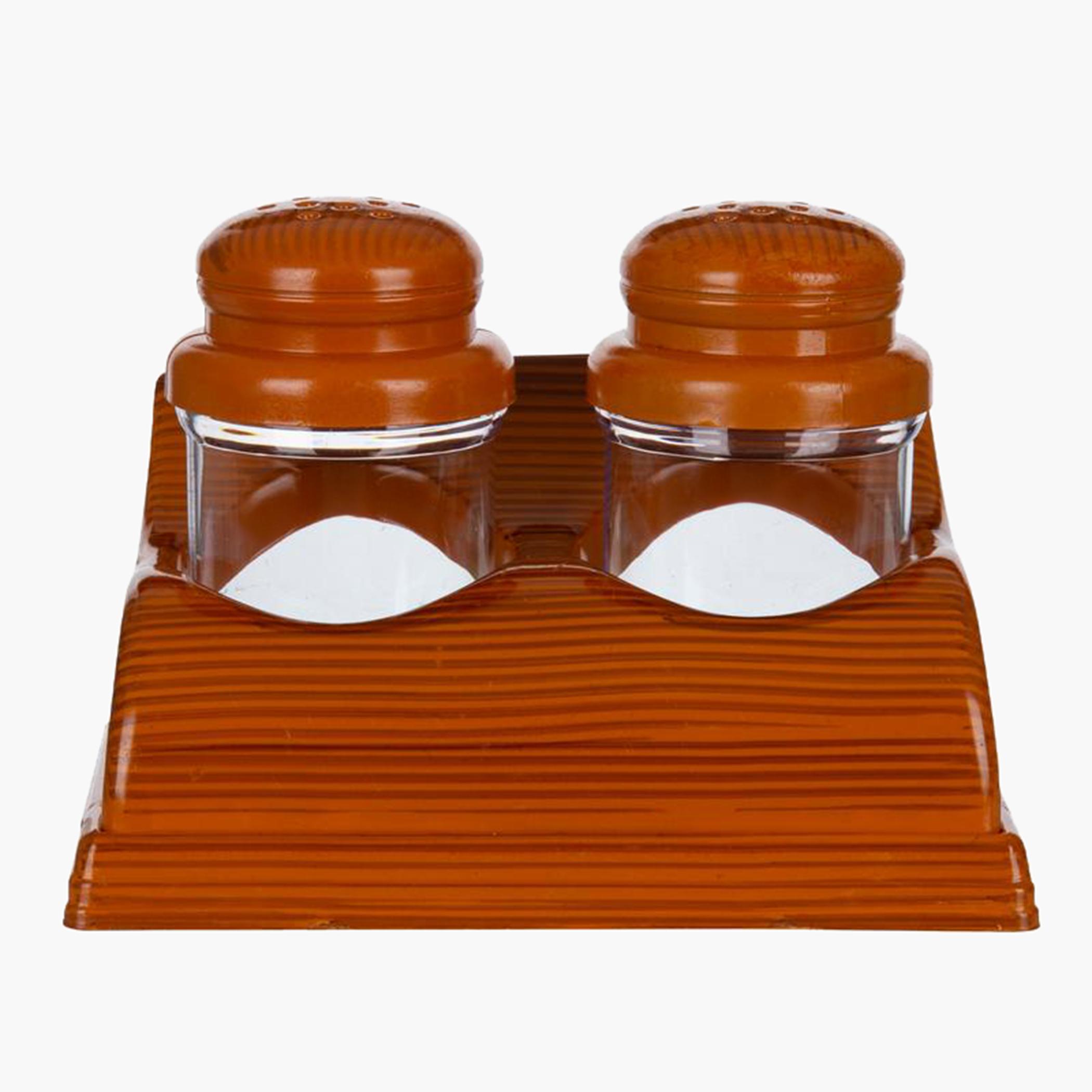 Everest Salt and Pepper Holder with Rack Set - 8x13x11 cm-hbxkitchen-storage-condimentholders-image-1