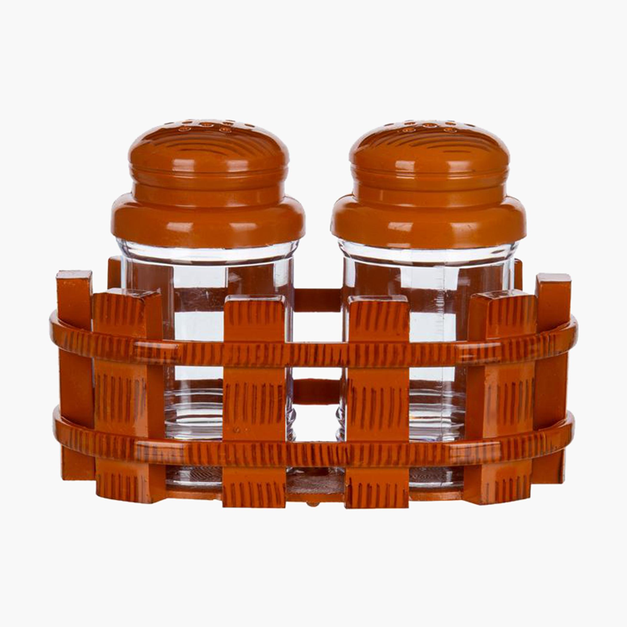 موزع ملح وفلفل بحامل من تيستي - 12x10x9 سم-hbxkitchen-storage-condimentholders-image-1