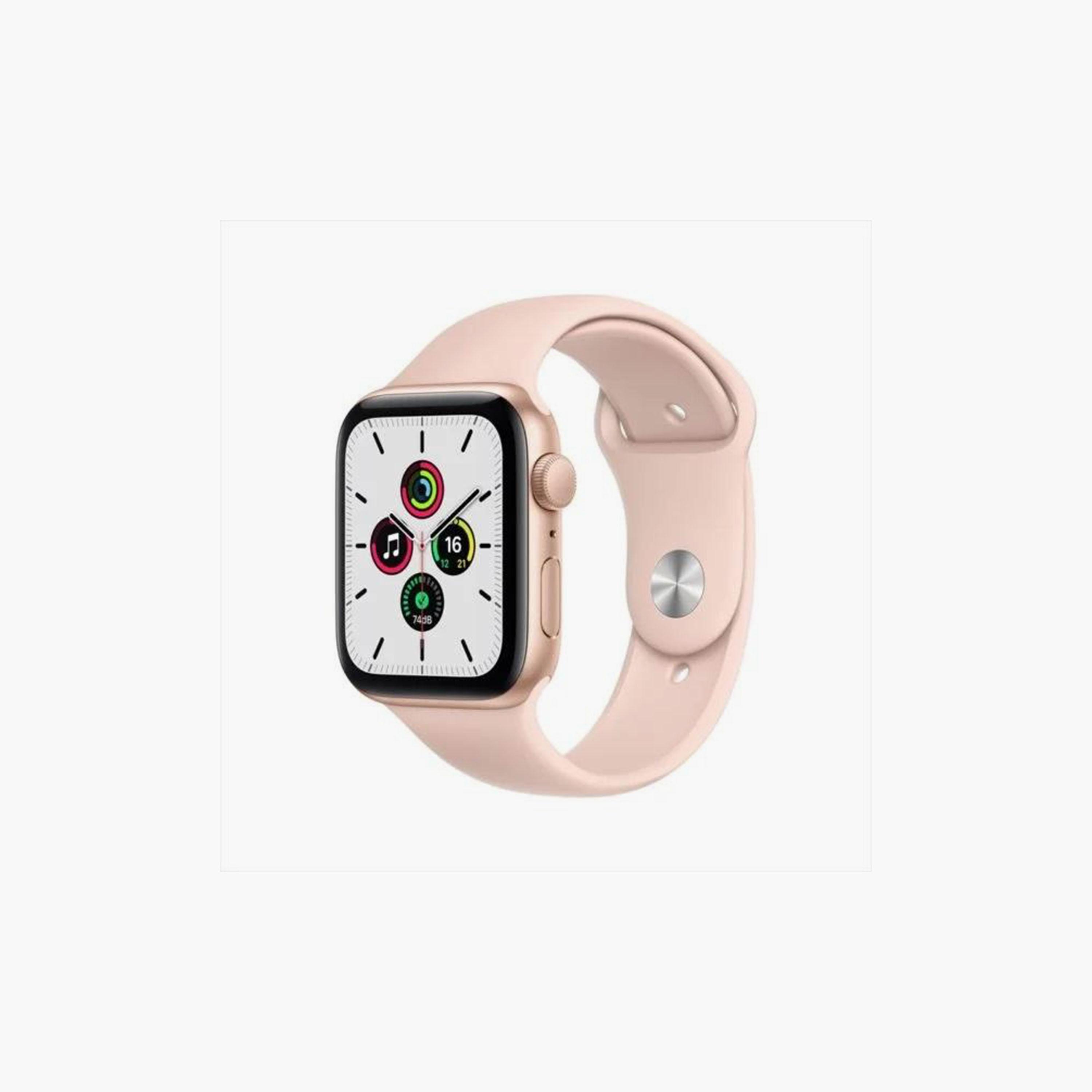 ساعة ابل سيريز (جي بي اس) 44 مم مع سوار ذهبي من ألمنيوم مع حزام رياضي وردي رملي | MYDR2AE/A-electronics-smartwatches-image-1