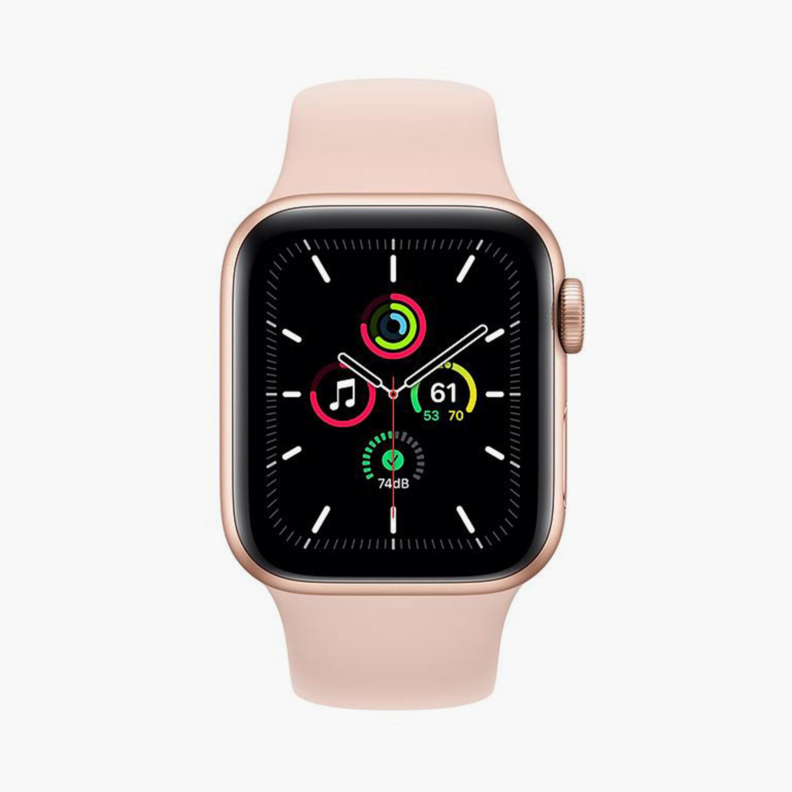 ساعة ابل سيريز (جي بي اس) 44 مم مع سوار ذهبي من ألمنيوم مع حزام رياضي وردي رملي | MYDR2AE/A-electronics-smartwatches-image-2
