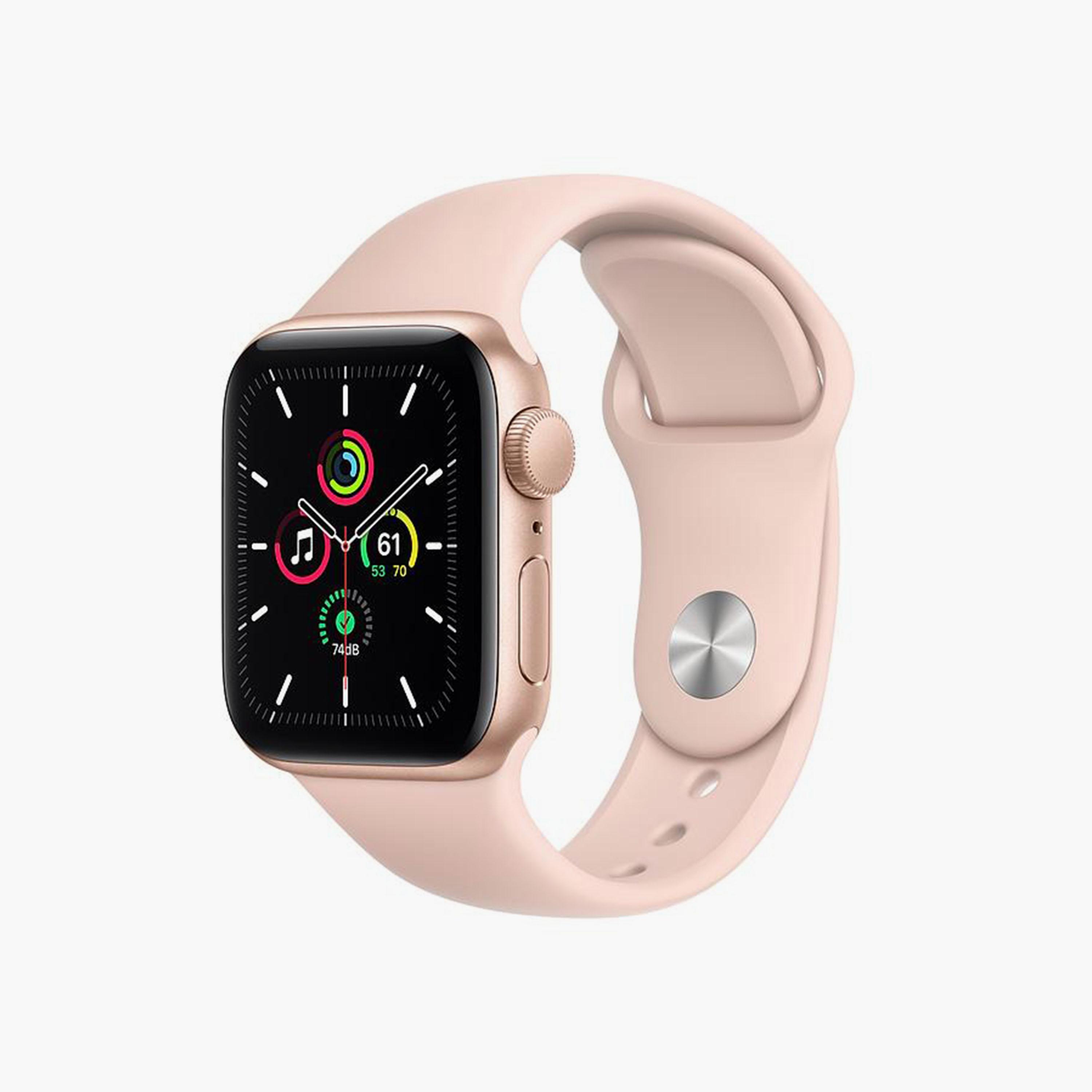 ساعة ابل سيريز (جي بي اس) 44 مم مع سوار ذهبي من ألمنيوم مع حزام رياضي وردي رملي | MYDR2AE/A-electronics-smartwatches-image-3
