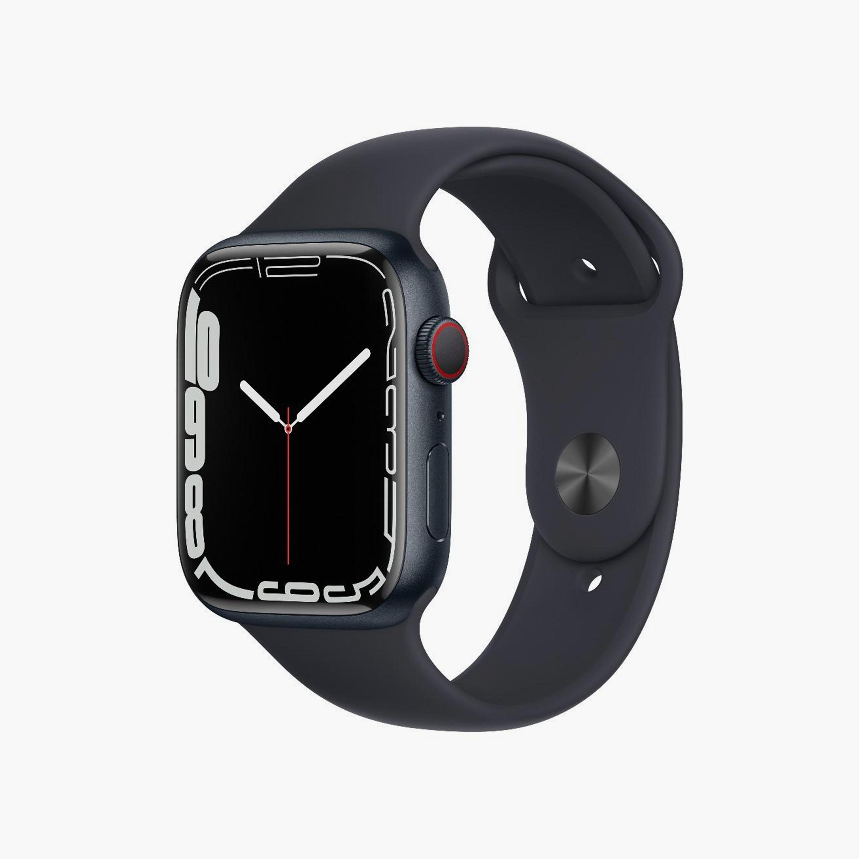 Apple Watch Series 7 GPS + خلوي ، هيكل من الألومنيوم منتصف الليل مقاس 41 مم مع سوار رياضي - إصدار الشرق الأوسط |MKHQ3AE / أ-electronics-smartwatches-image-1