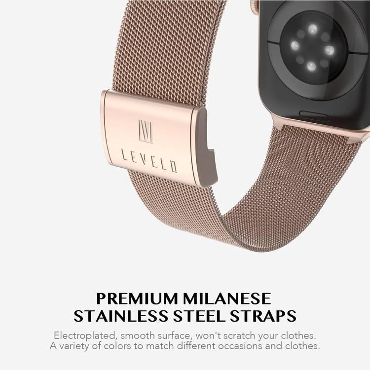 Levelo Double Milanese Watch Strap for Apple 38/40/41mm LVLMILSTP41-RSGD Rose Gold-electronics-accessories-wearableaccesories-image-2