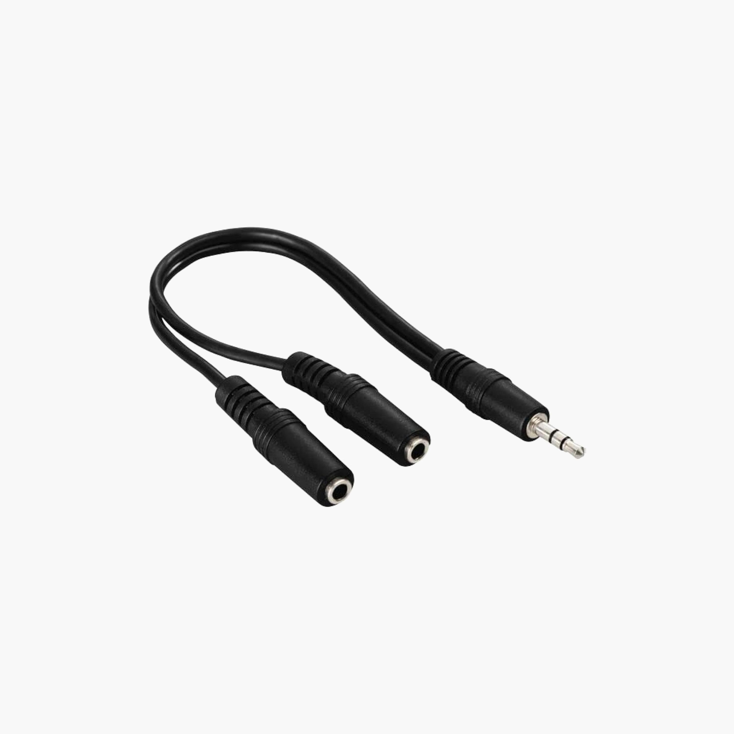 Hama Dual 3.5mm Audio Adapter Cable 0.2m Black-electronics-headphonesandearphones-image-1