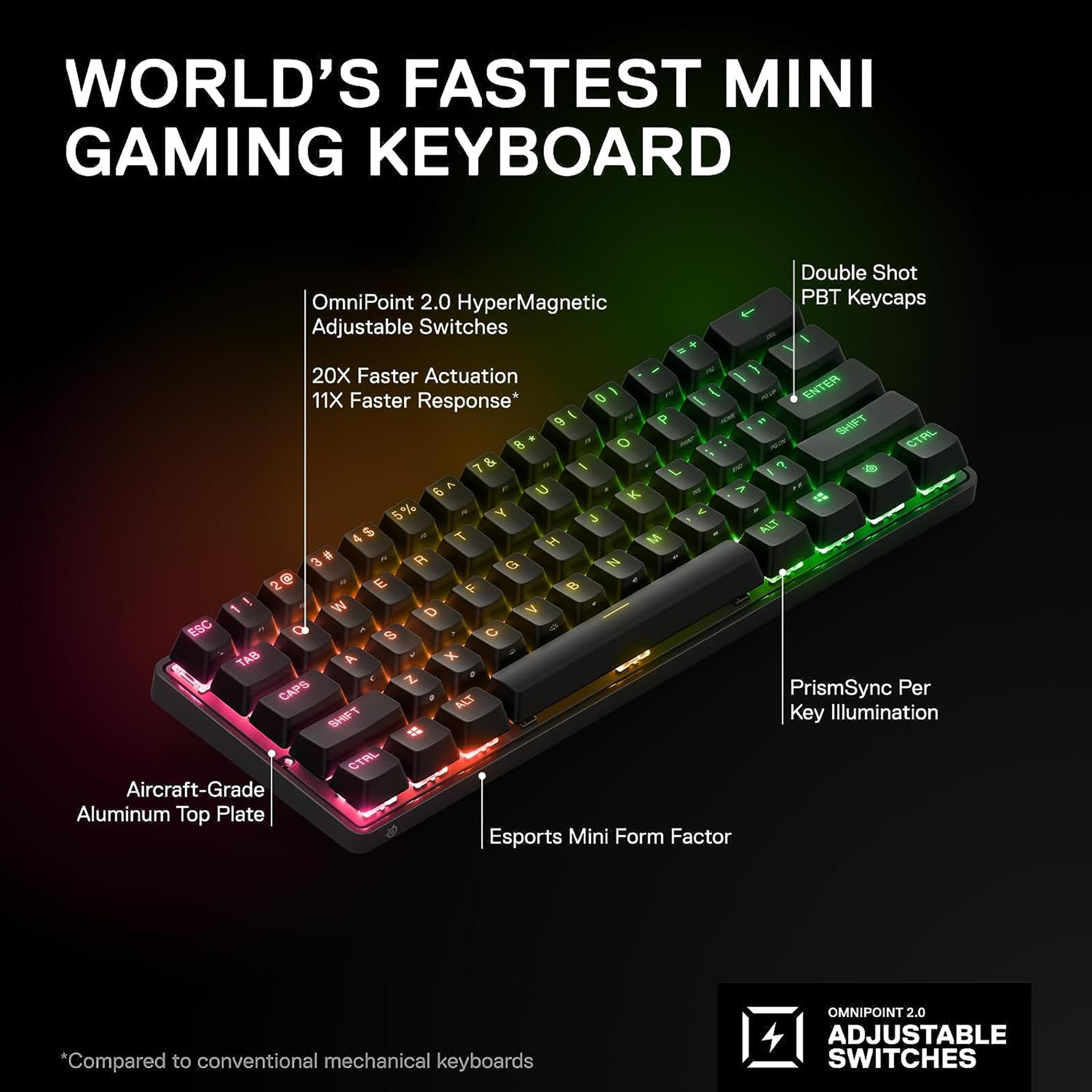لوحة مفاتيح الألعاب اللاسلكية ذات أبيكس برو ميني من ستيل سيريز | 64842-electronics-gamesandconsoles-image-3