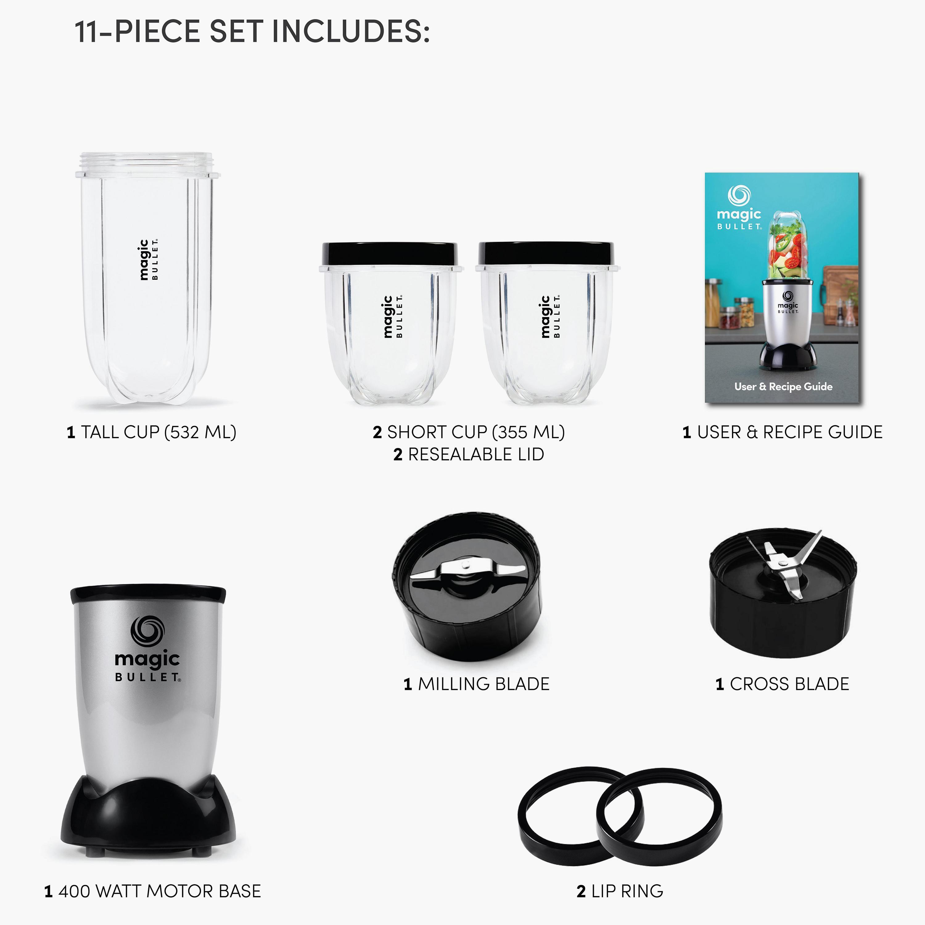 Magic Bullet 400 Watts 11 Piece Set Multi-Function High Speed Blender Silver | MB4-1012-PROMO_EMAX_AE_ADIB_240926-image-3