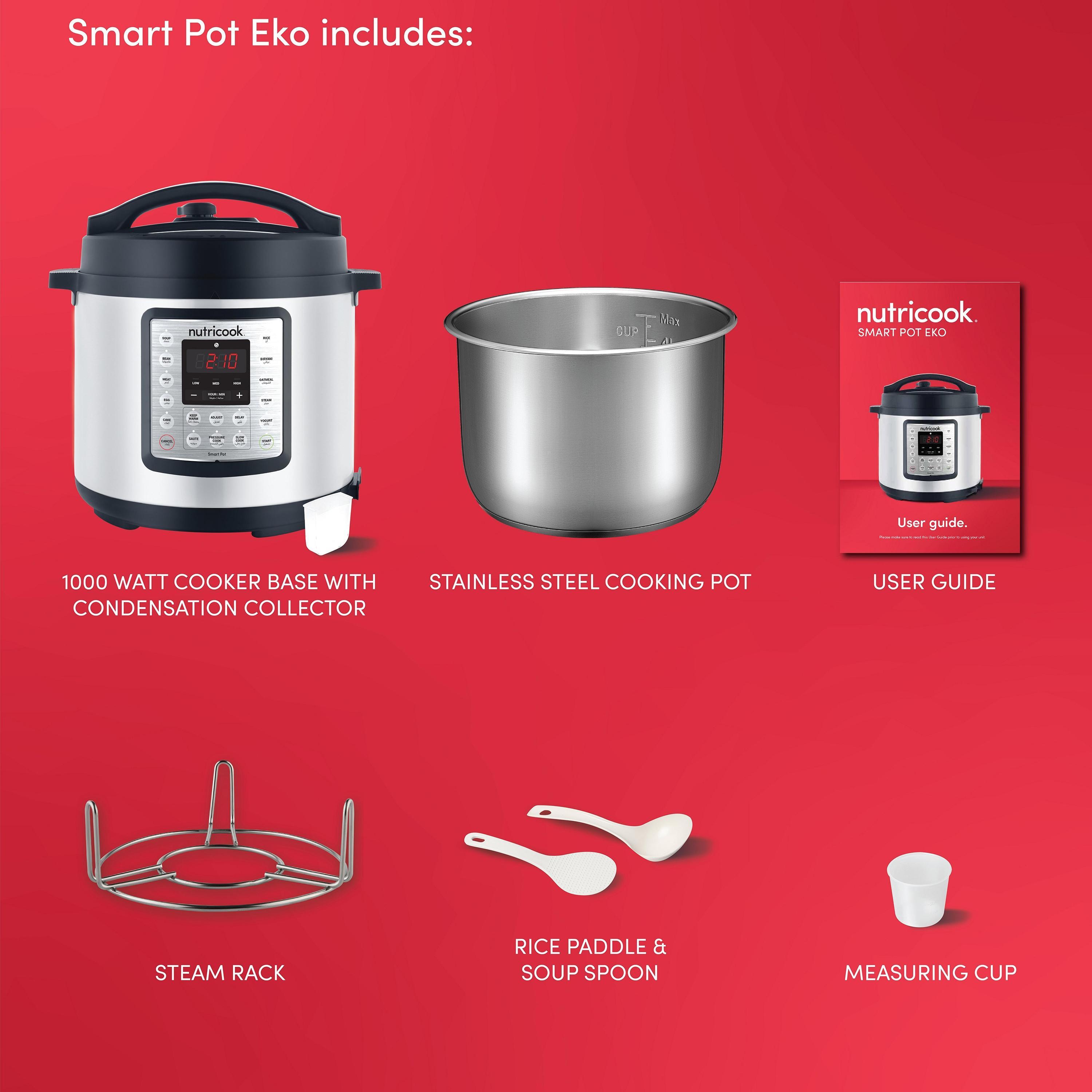 Nutricook Smart Pot Eko 1000 Watts Electric Pressure Cooker 6 Liters Steel & Black | NC-SPEK6-PROMO_EMAX_AE_ENBD_131026-image-4