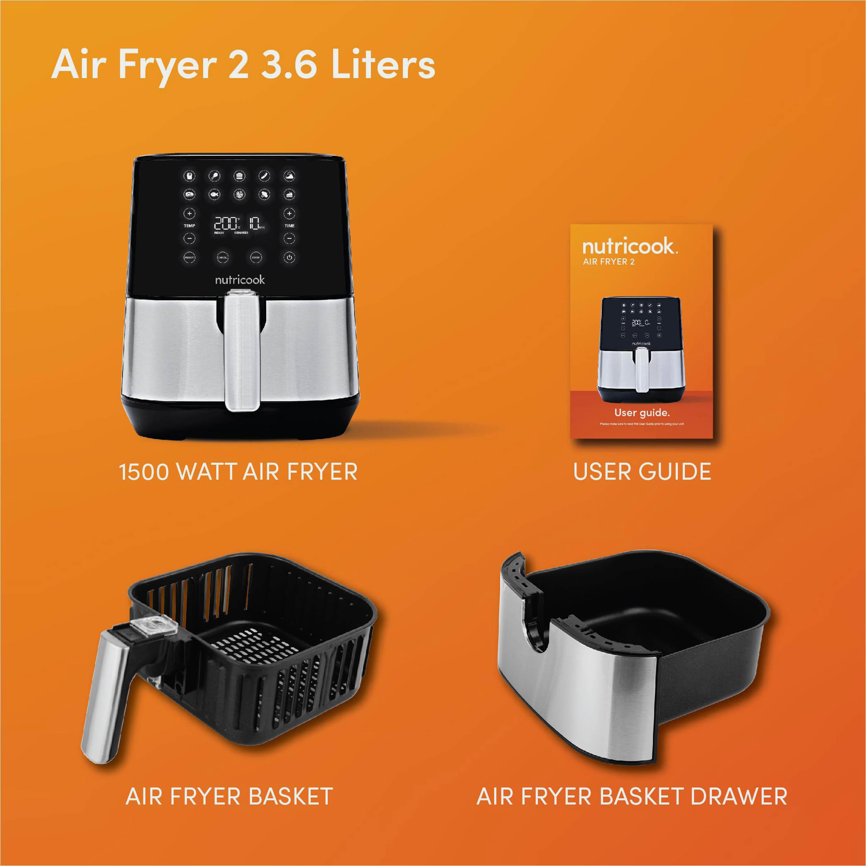 قلاية هوائية من نوتريكوك 2 مع 1500 واط و3.6 لتر بلون أسود | NC-AF204-household-appliances-kitchenappliances-foodprocessors-image-3