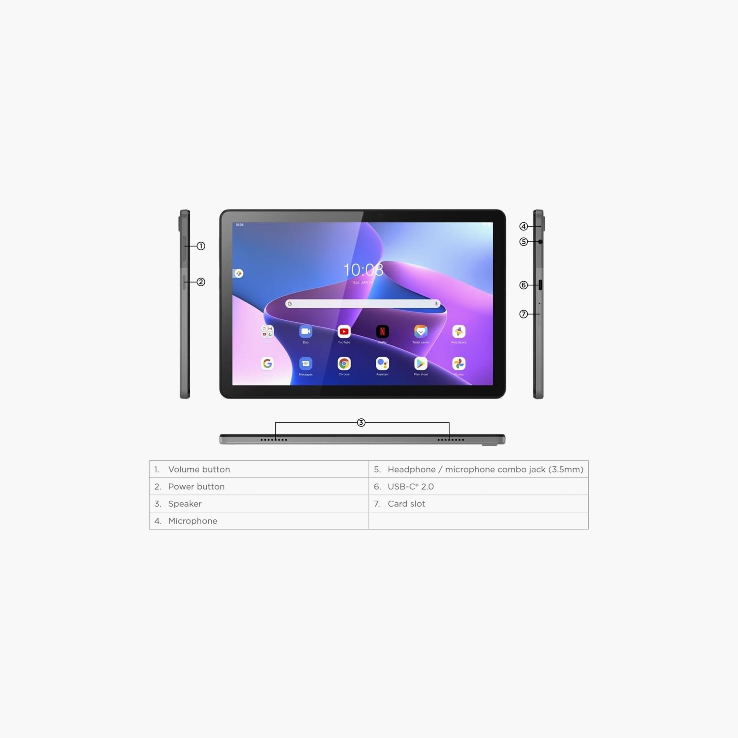 لينوفو M10 بلس الجيل 3 TB-128XU مع واي فاي + 4 جي و128 جيجابايت و4 جيجابايت ذو 10.1 بوصة بلون رمادي عاصف-electronics-tablets-image-2