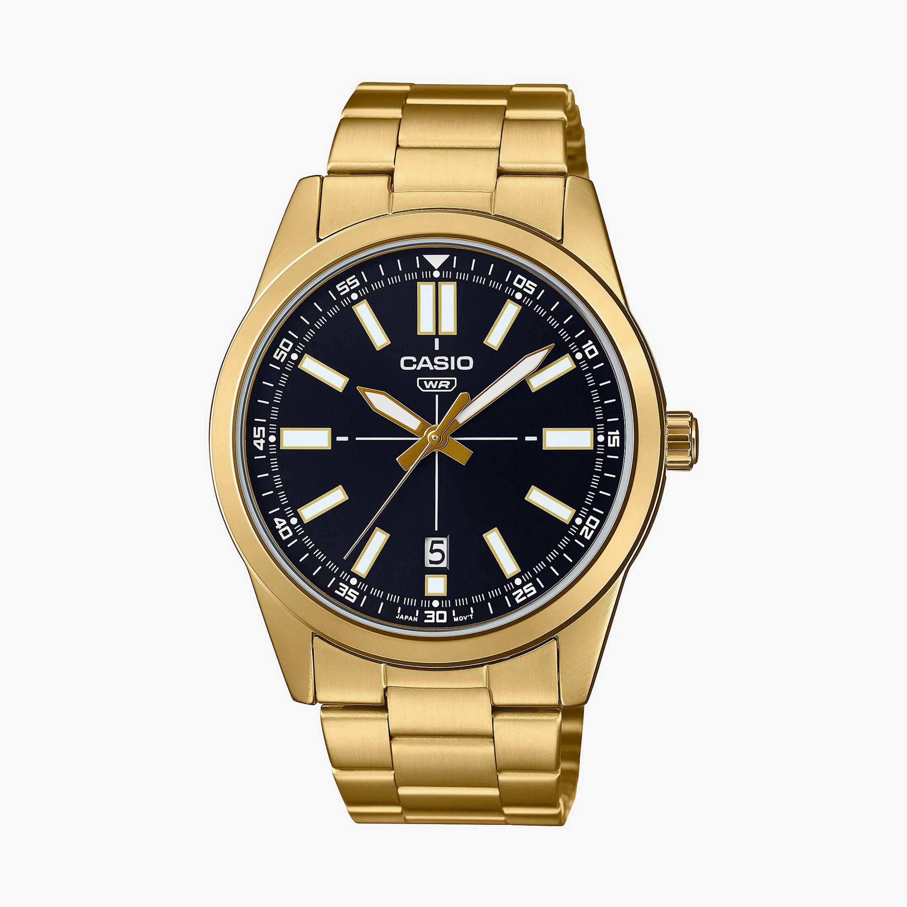 Casio Men Gold Analog Stainless Steel Strap Watch | MTP-VD02G-1EUDF-men-watchesandjewellery-watches-image-1