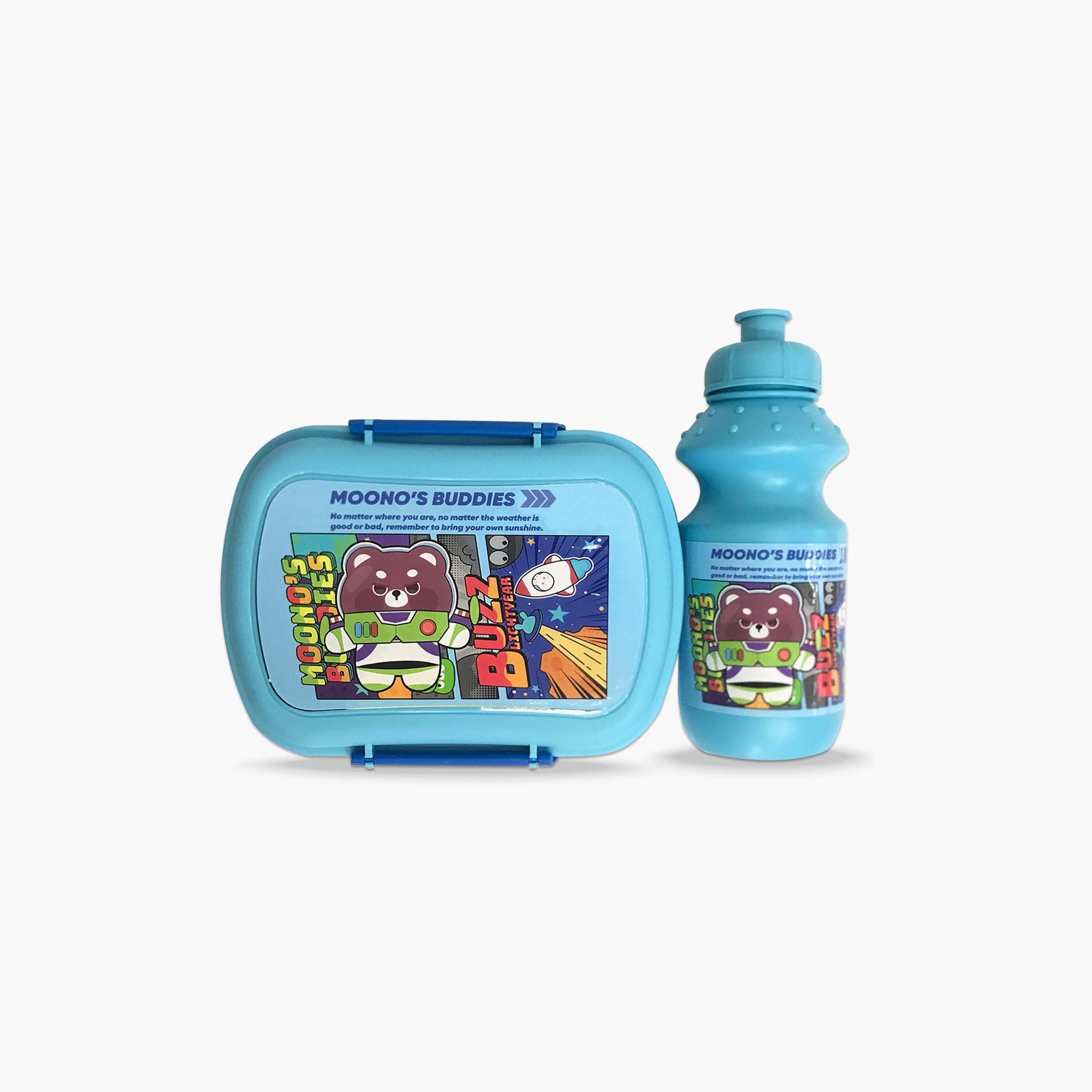 Eazy Kids Set of 2 Lunch Box and Water Bottle, Buddies, Blue-school-lunchessentials-lunchboxes-image-1