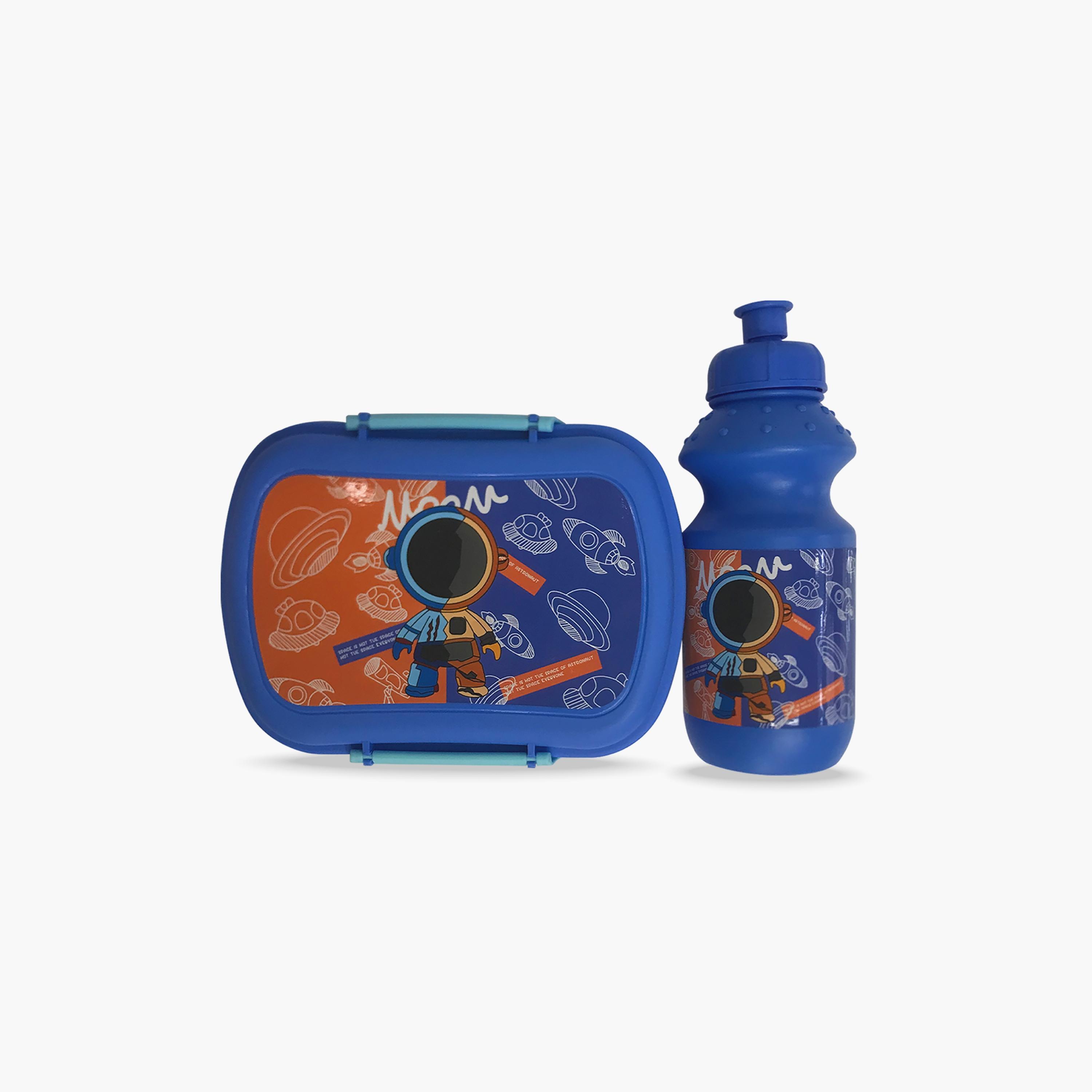 Eazy Kids Set of 2 Lunch Box and Water Bottle - Astronaut - Blue - 350 ml-school-lunchessentials-lunchboxes-image-1
