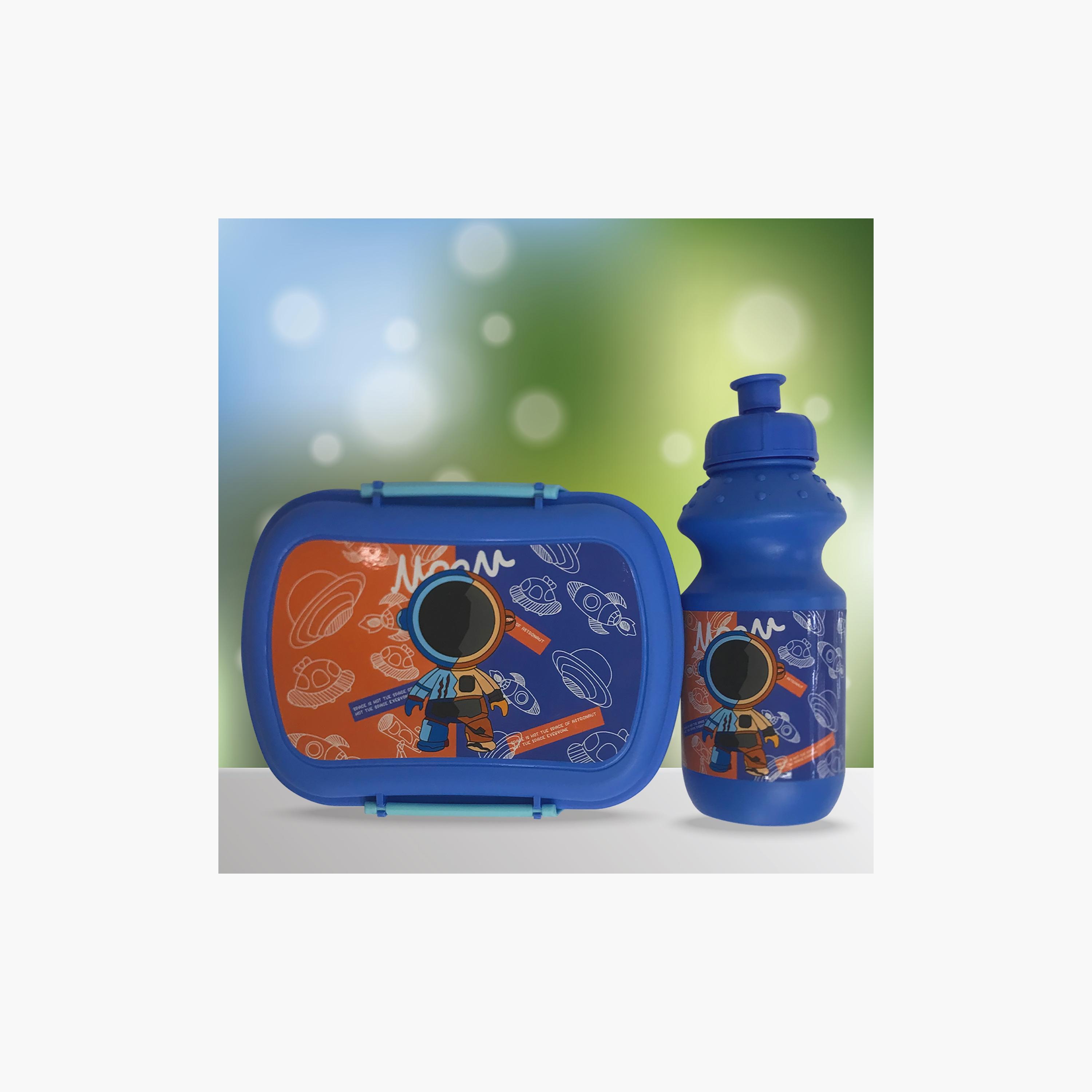 Eazy Kids Set of 2 Lunch Box and Water Bottle - Astronaut - Blue - 350 ml-school-lunchessentials-lunchboxes-image-4