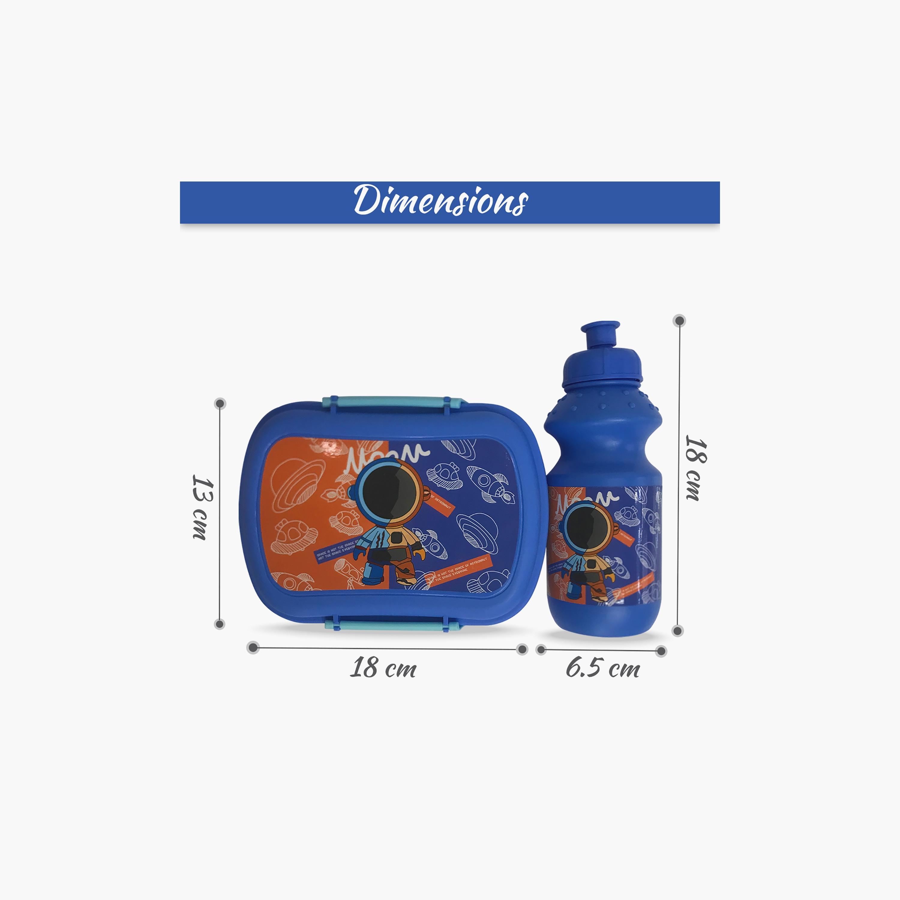 Eazy Kids Set of 2 Lunch Box and Water Bottle - Astronaut - Blue - 350 ml-school-lunchessentials-lunchboxes-image-5