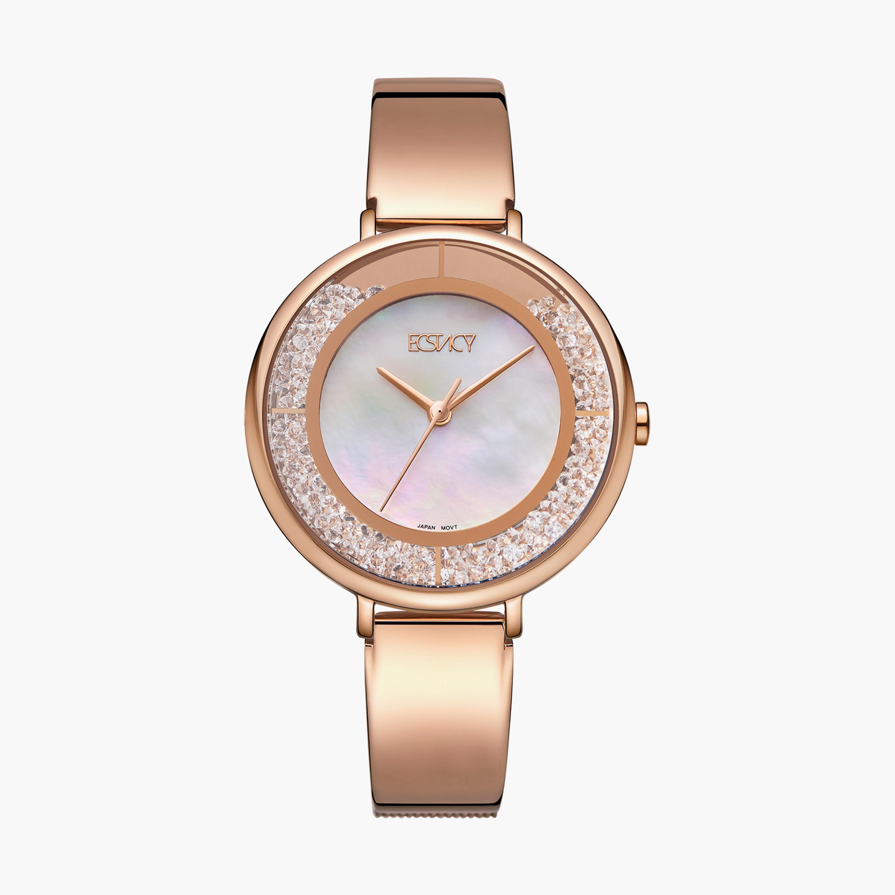E23501-RBKM | ساعة إكستاسي ذو انالوج للنساء بسوار ذهبي وردي مع ستانلس ستيل-women-watchesandjewellery-watches-image-1