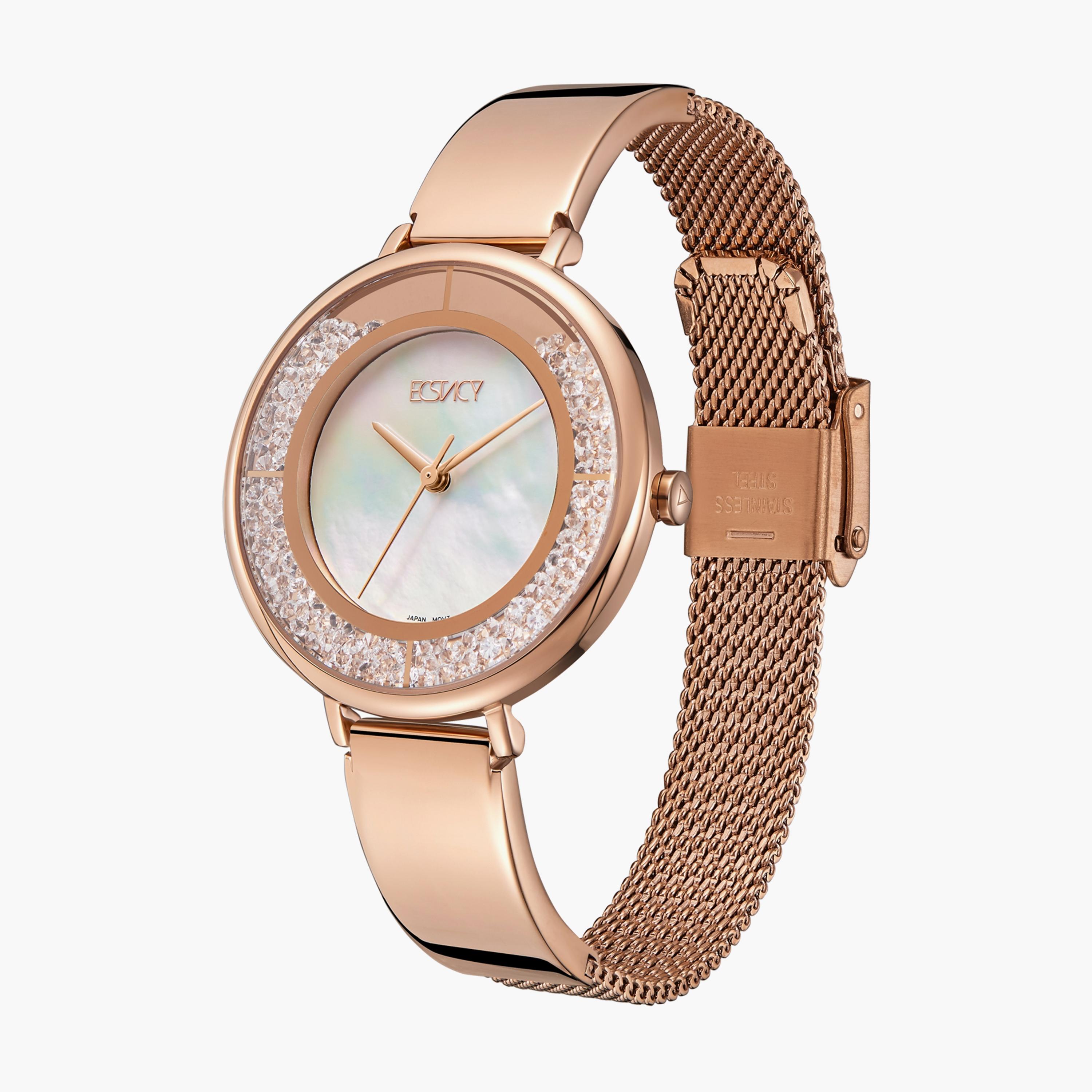 E23501-RBKM | ساعة إكستاسي ذو انالوج للنساء بسوار ذهبي وردي مع ستانلس ستيل-women-watchesandjewellery-watches-image-2