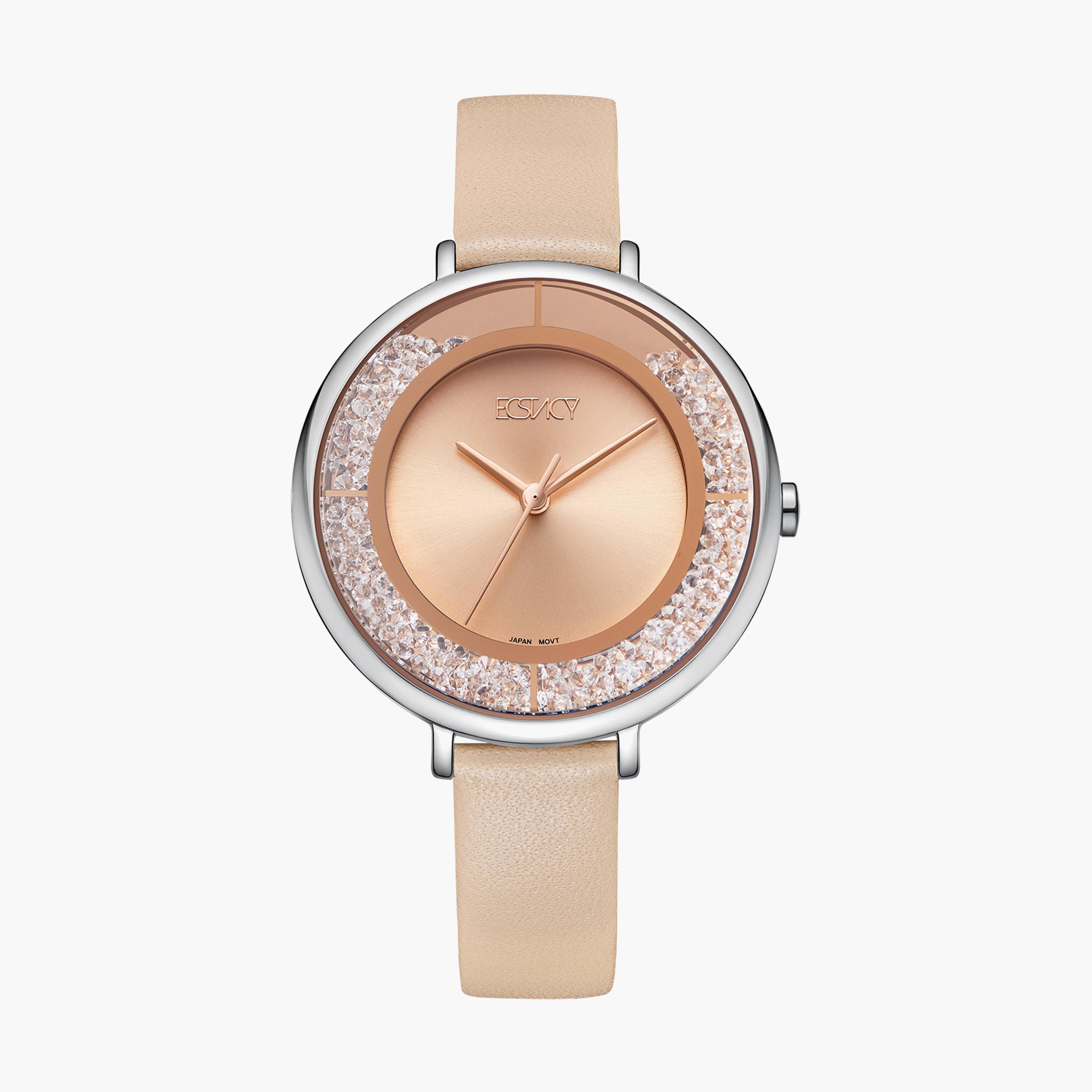 E23501-SLCK | ساعة انالوج من إكستاسي للنساء بسوار جلدي مع لون بيج-women-watchesandjewellery-watches-image-1